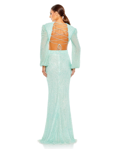 Long Sleeve Padded Shoulder Gown | Sample | Sz. 4