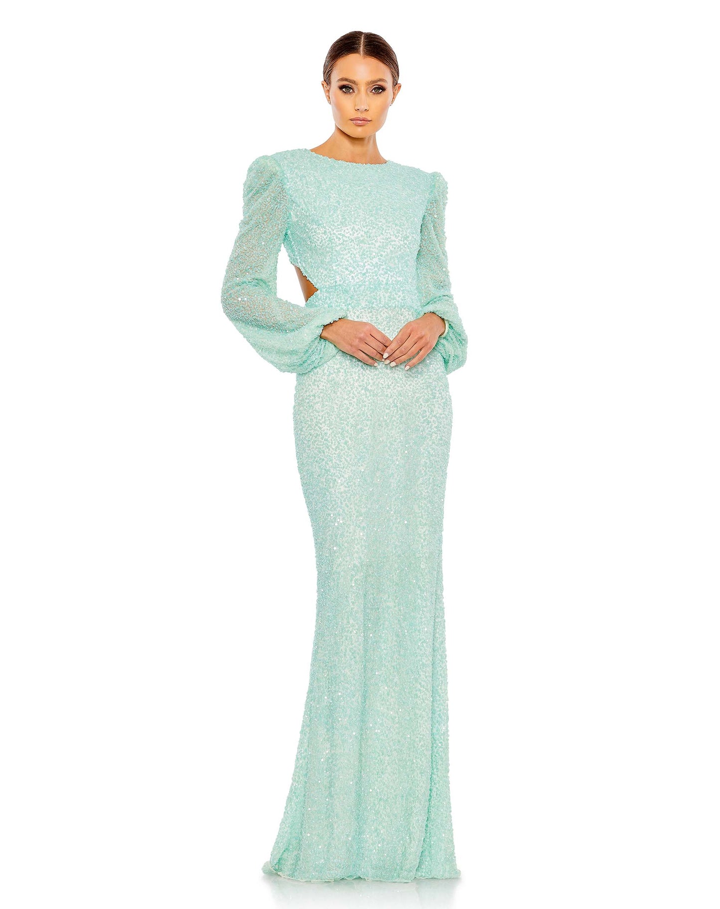 Long Sleeve Padded Shoulder Gown | Sample | Sz. 4