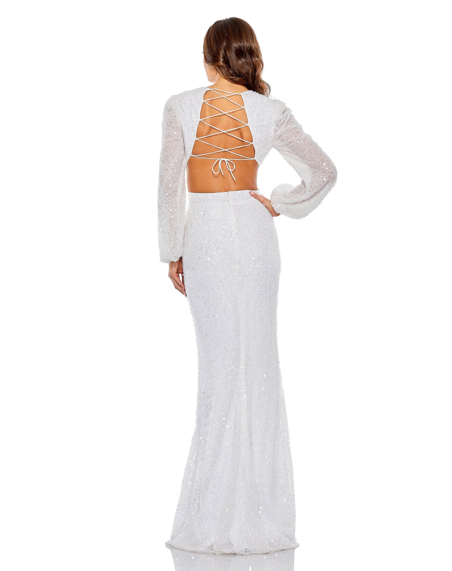 Long Sleeve Padded Shoulder Gown | Sample | Sz. 4