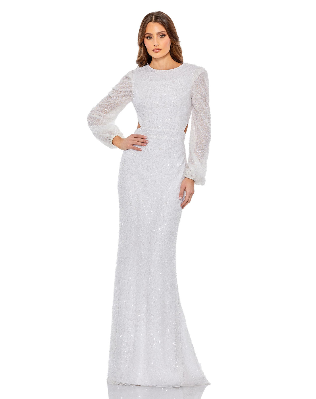 Long Sleeve Padded Shoulder Gown | Sample | Sz. 4