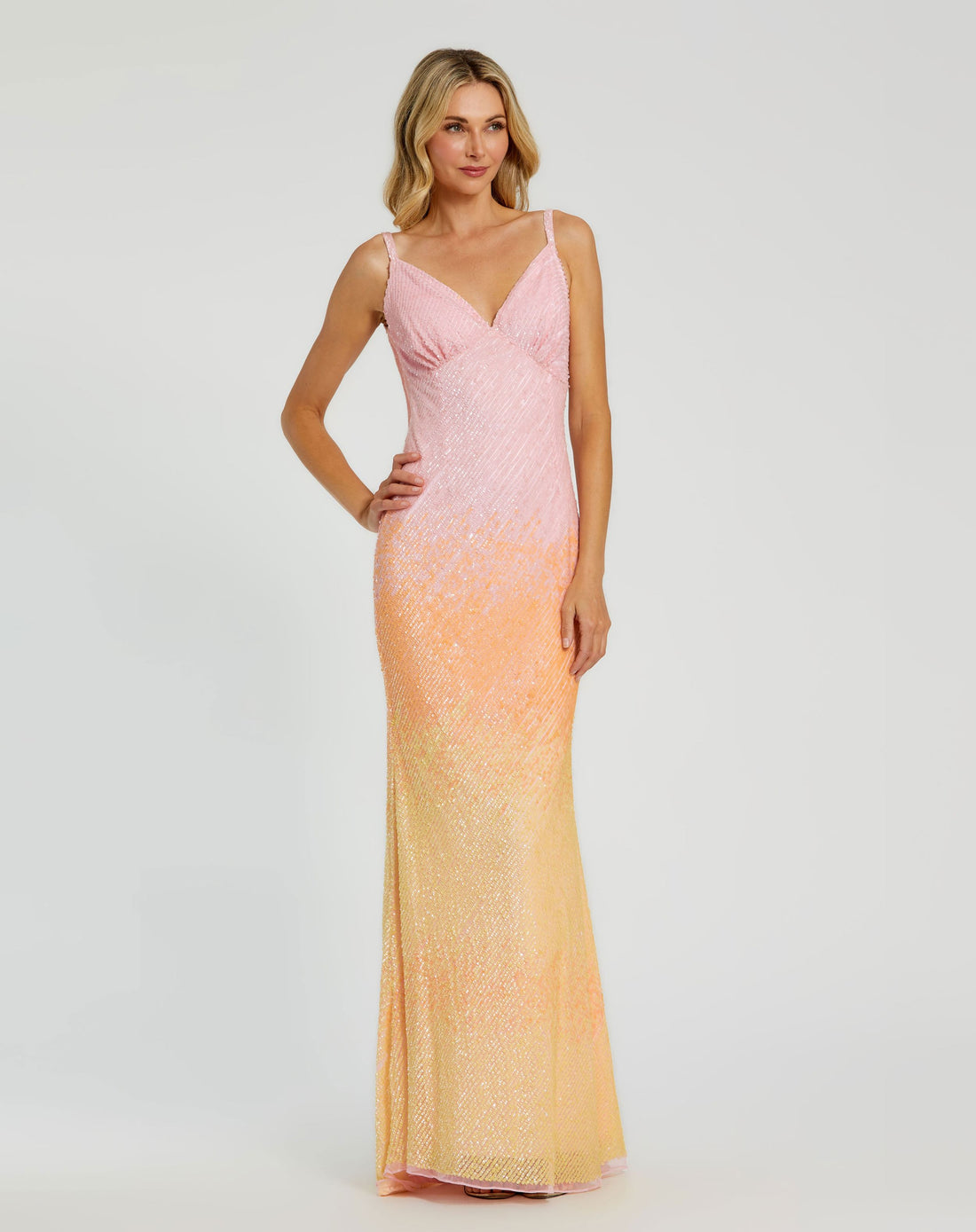 Ombre Sequined Cami Trumpet Gown