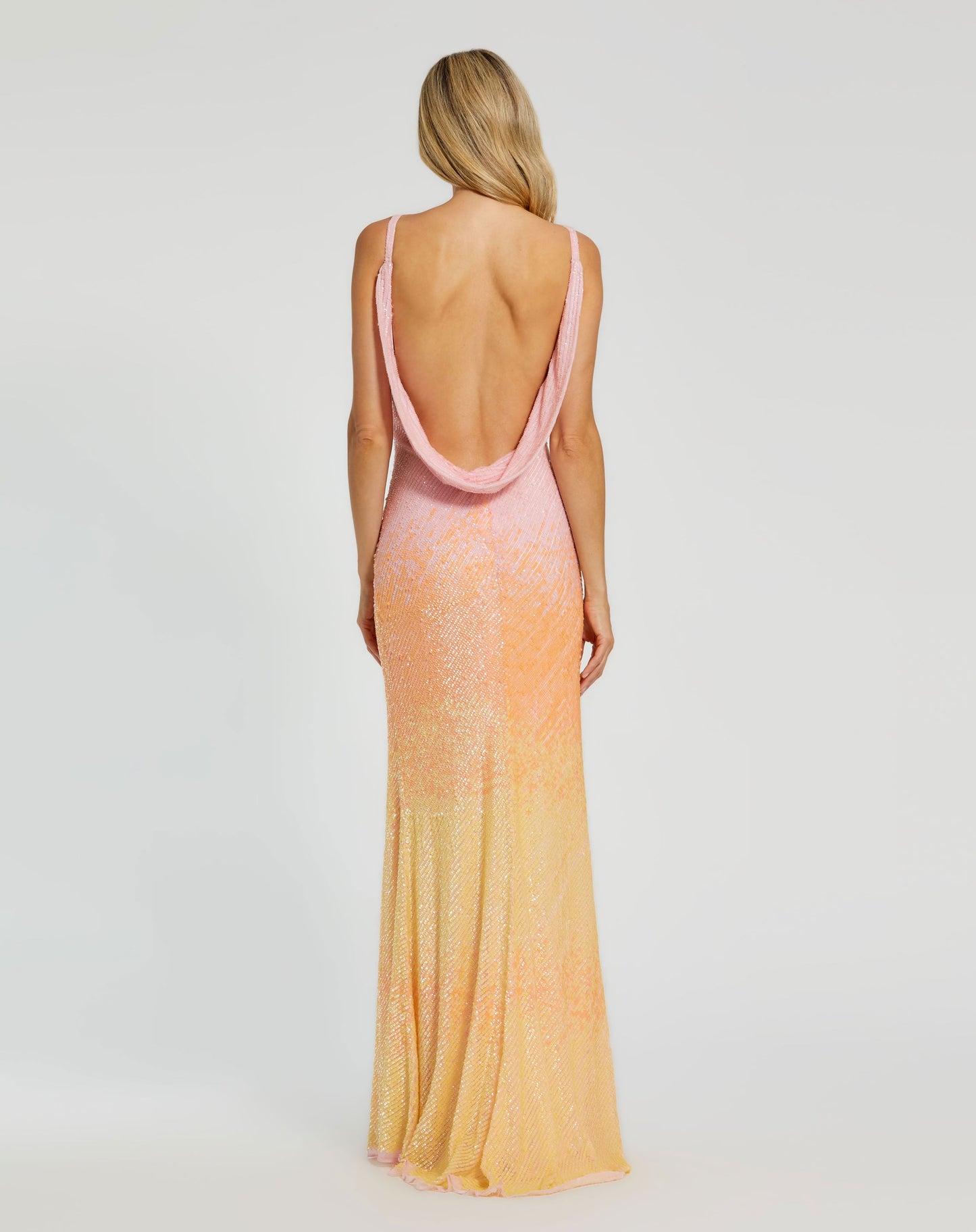 Ombre Sequined Cami Trumpet Gown