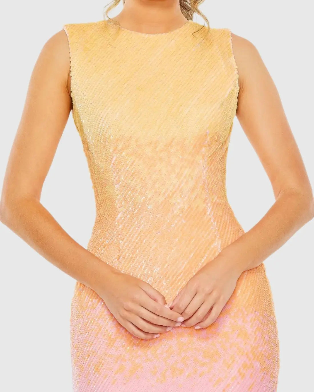 High Neck Ombre Sequin Cocktail Dress - Mac Duggal Sunset / US 6 High Neck Ombre Sequin Cocktail Dress - Mac Duggal Sunset / US 6