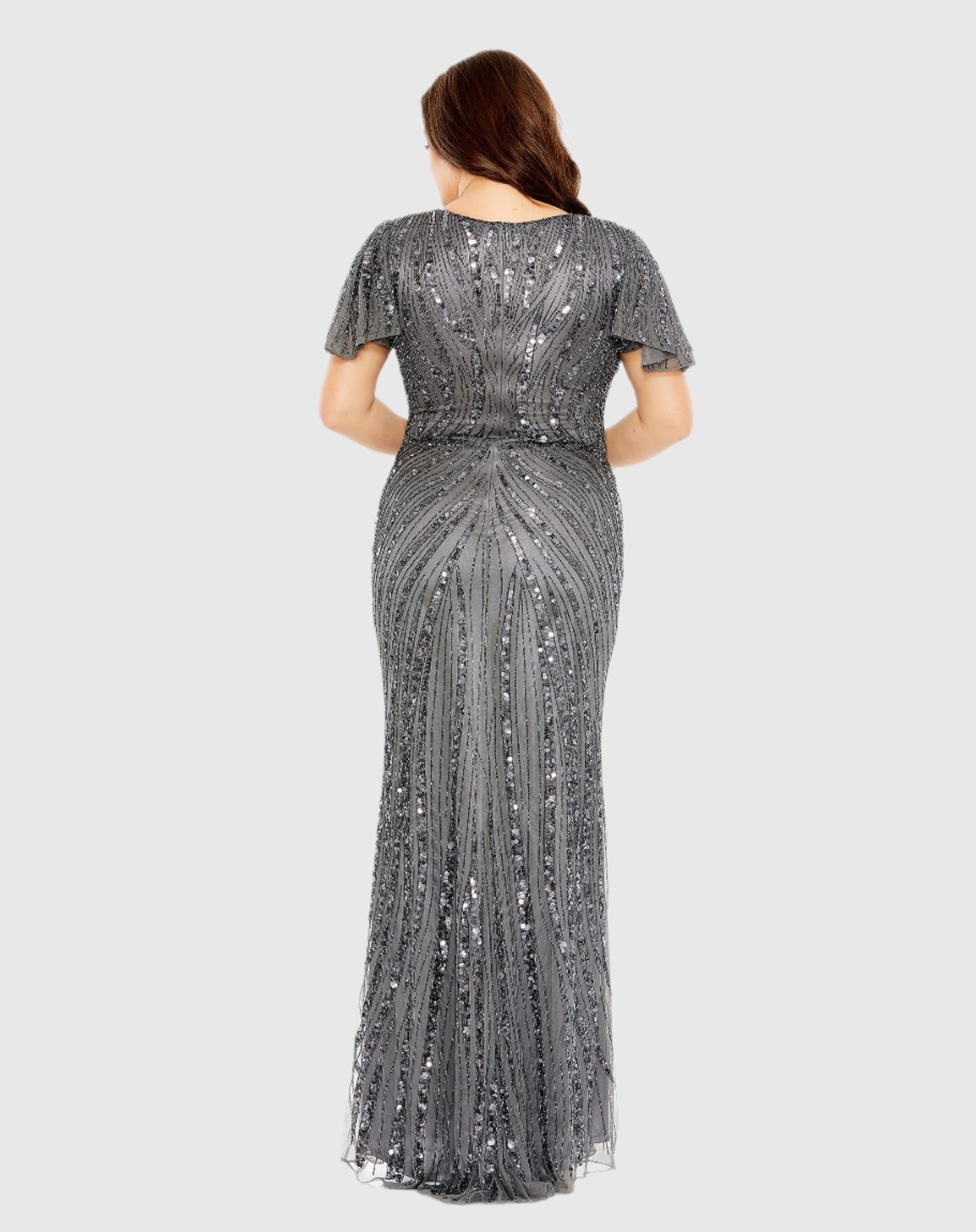 Flutter Sleeve Embellished Gown