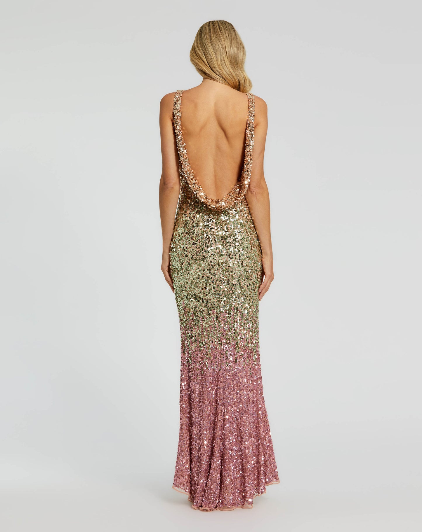 Scoop Neck Sequin Gown With Cowl Back | Sample | Sz. 2