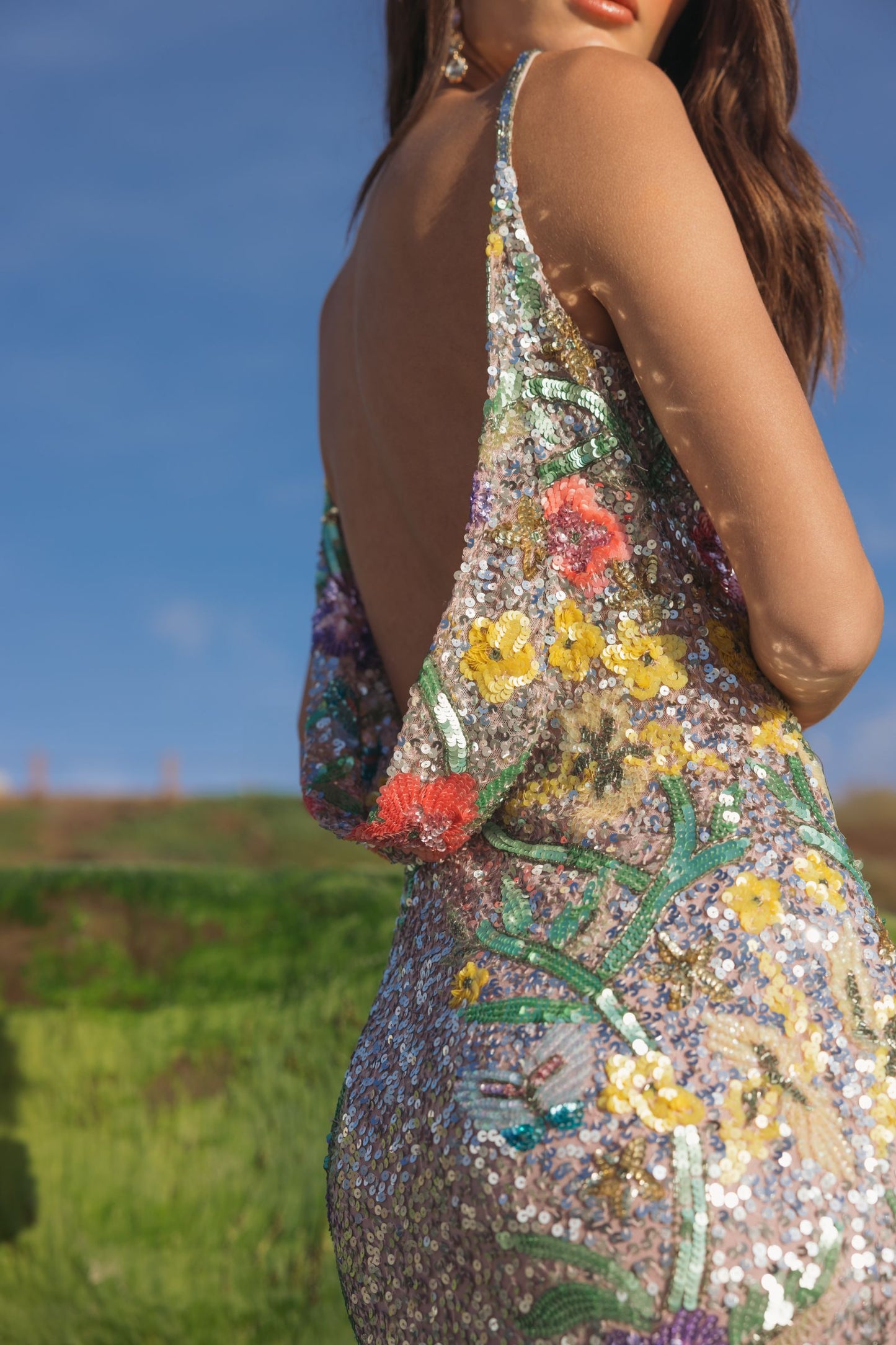 Silver Embellished Sleeveless Cowl Back Gown - Mac Duggal