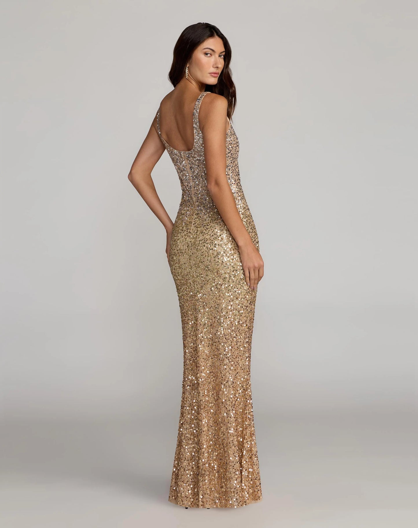 Gold Sequin Scoop Neck Column Gown Mac Duggal