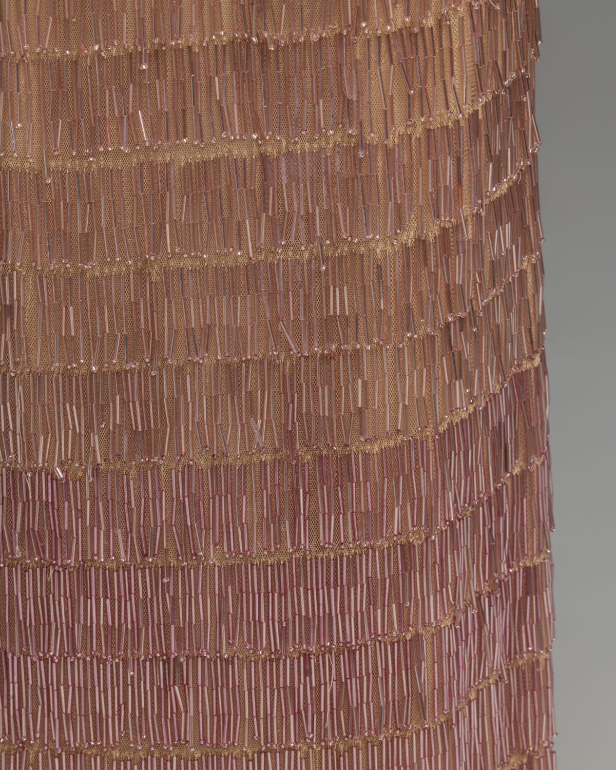 Pink Ombre Mock Neck Sleeveless Beaded Fringe Gown - Mac Duggal