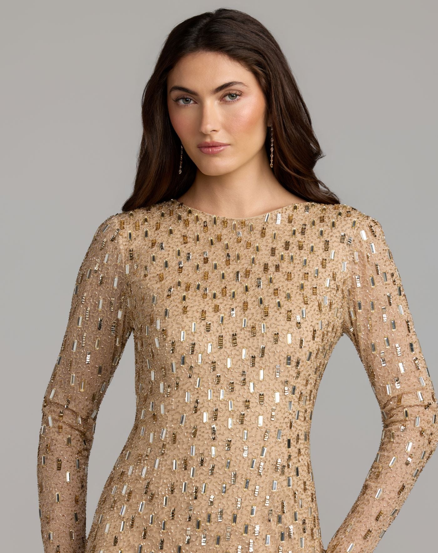gold fringe dress with sleeves Embellished Long Sleeve Mini India