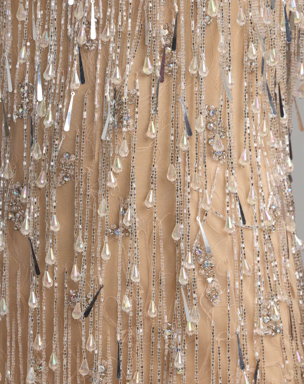 Nude Beaded Fringe Sleeveless Mini Dress - Mac Duggal