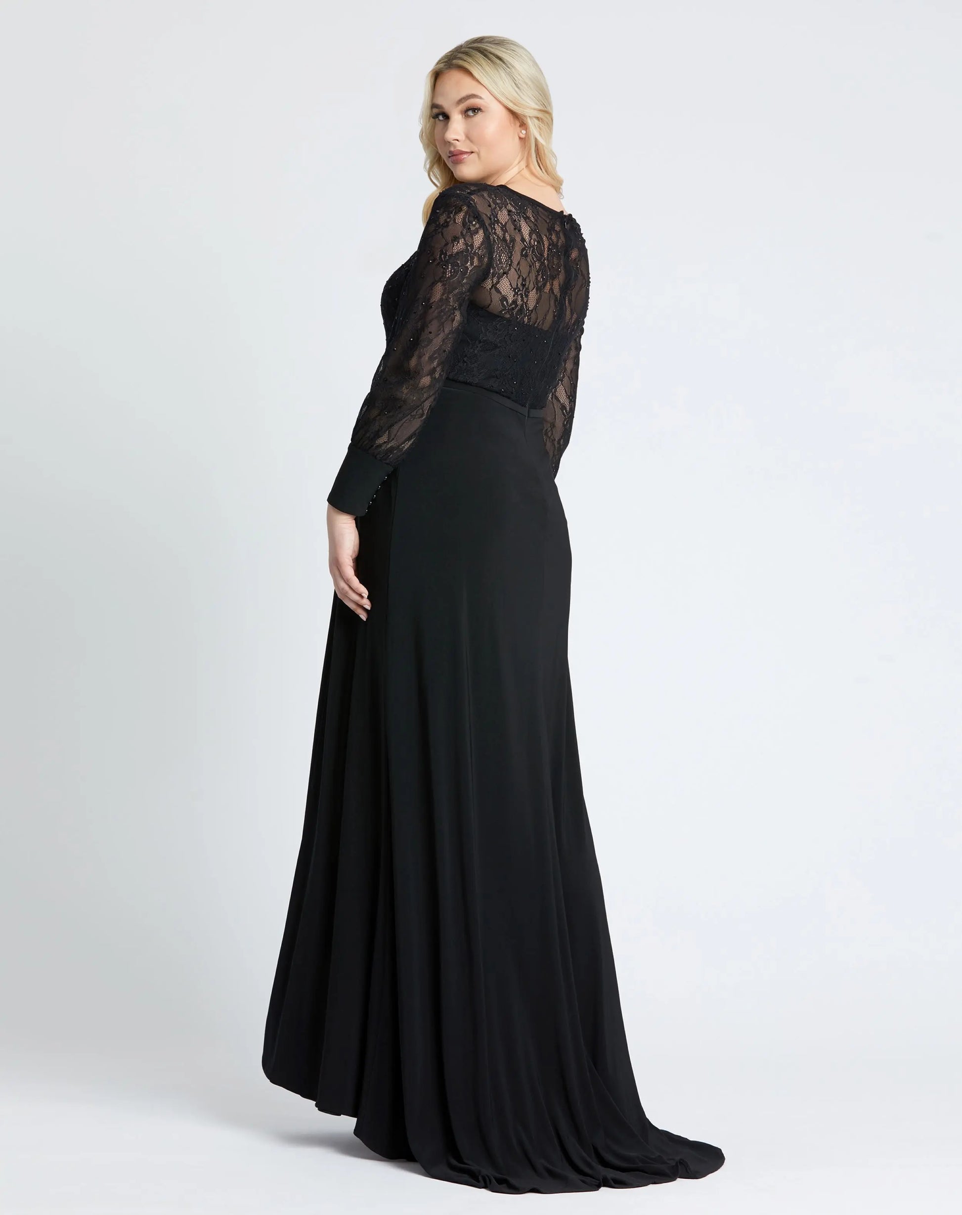 Black Sequin Lace Evening Gown (Plus) - FINAL SALE Black Sequin Lace Evening Gown (Plus) - FINAL SALE
