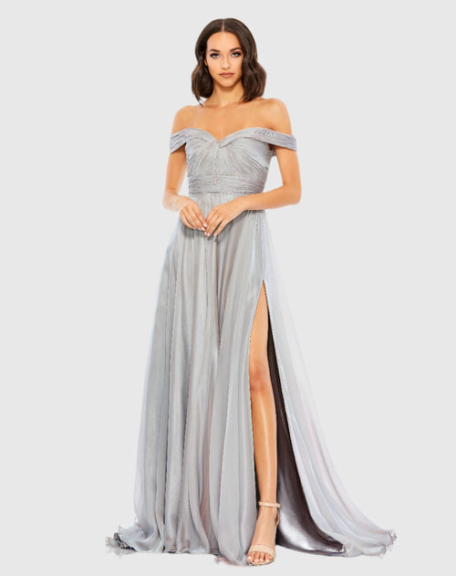 Off The Shoulder Ruched A Line Gown