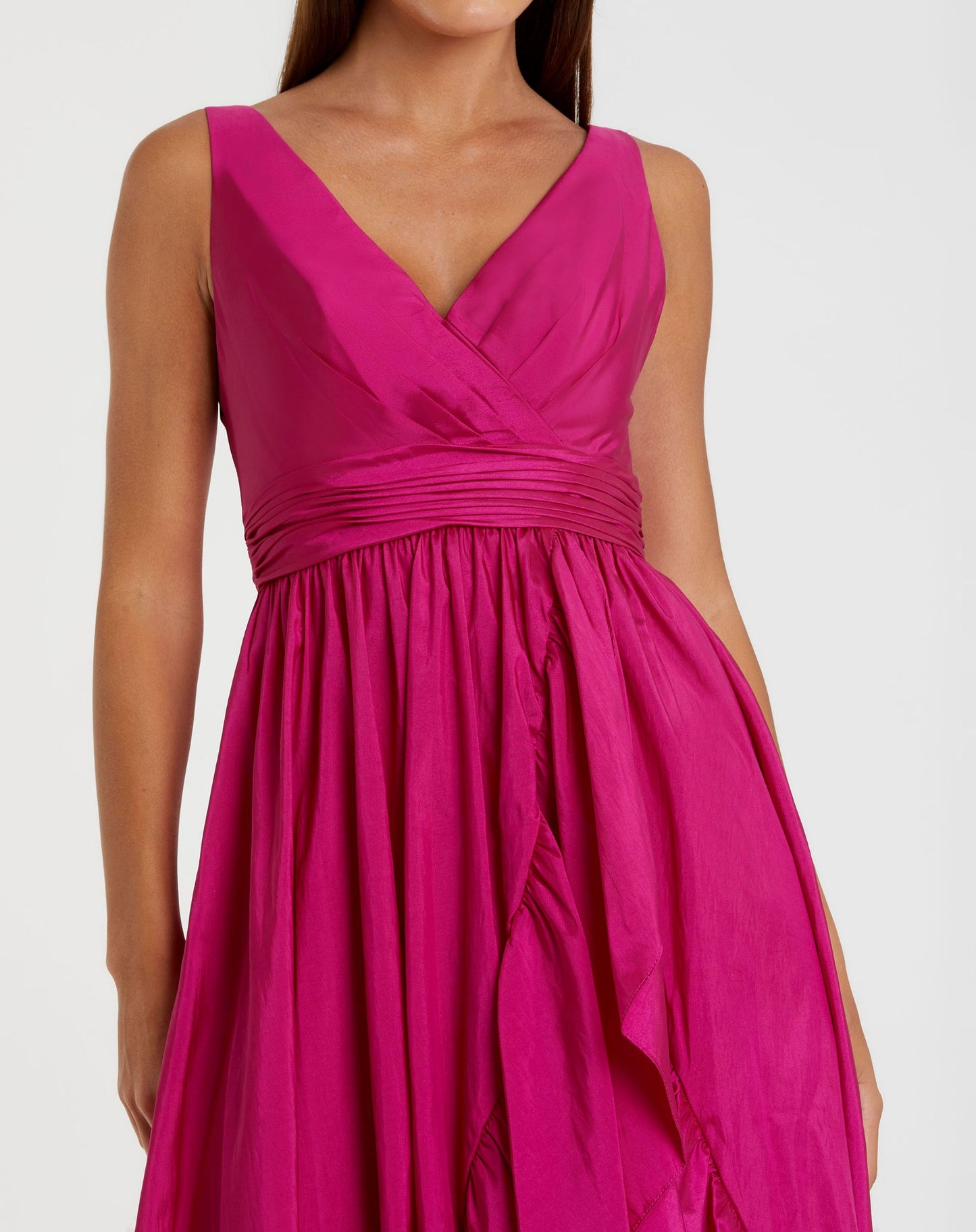 Taffeta High Low Ruffle Gown