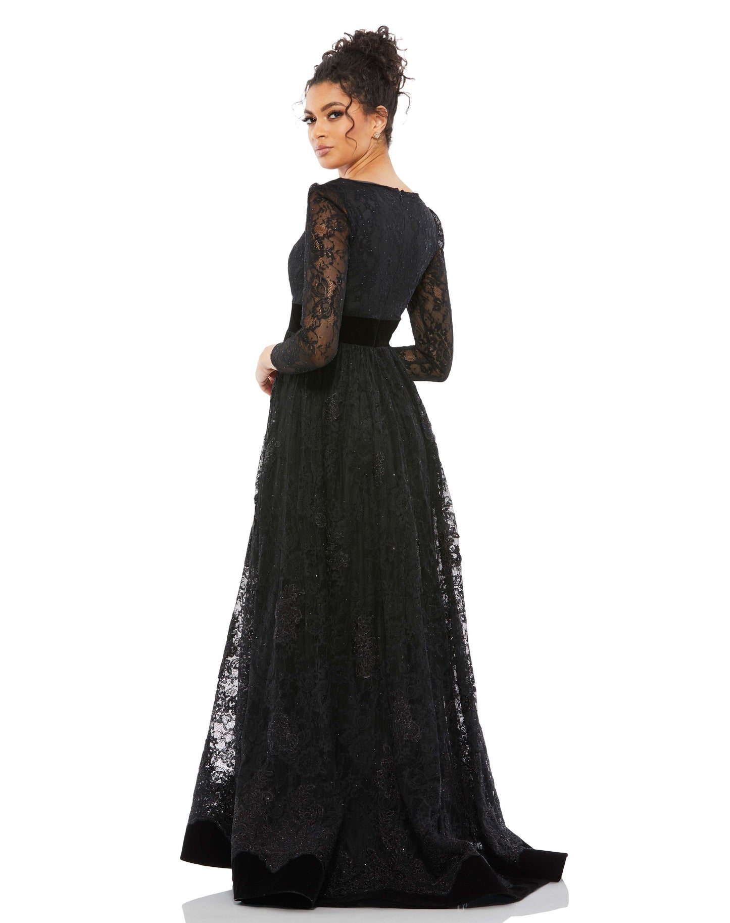 Lace Long Sleeve Wrap Over Dress