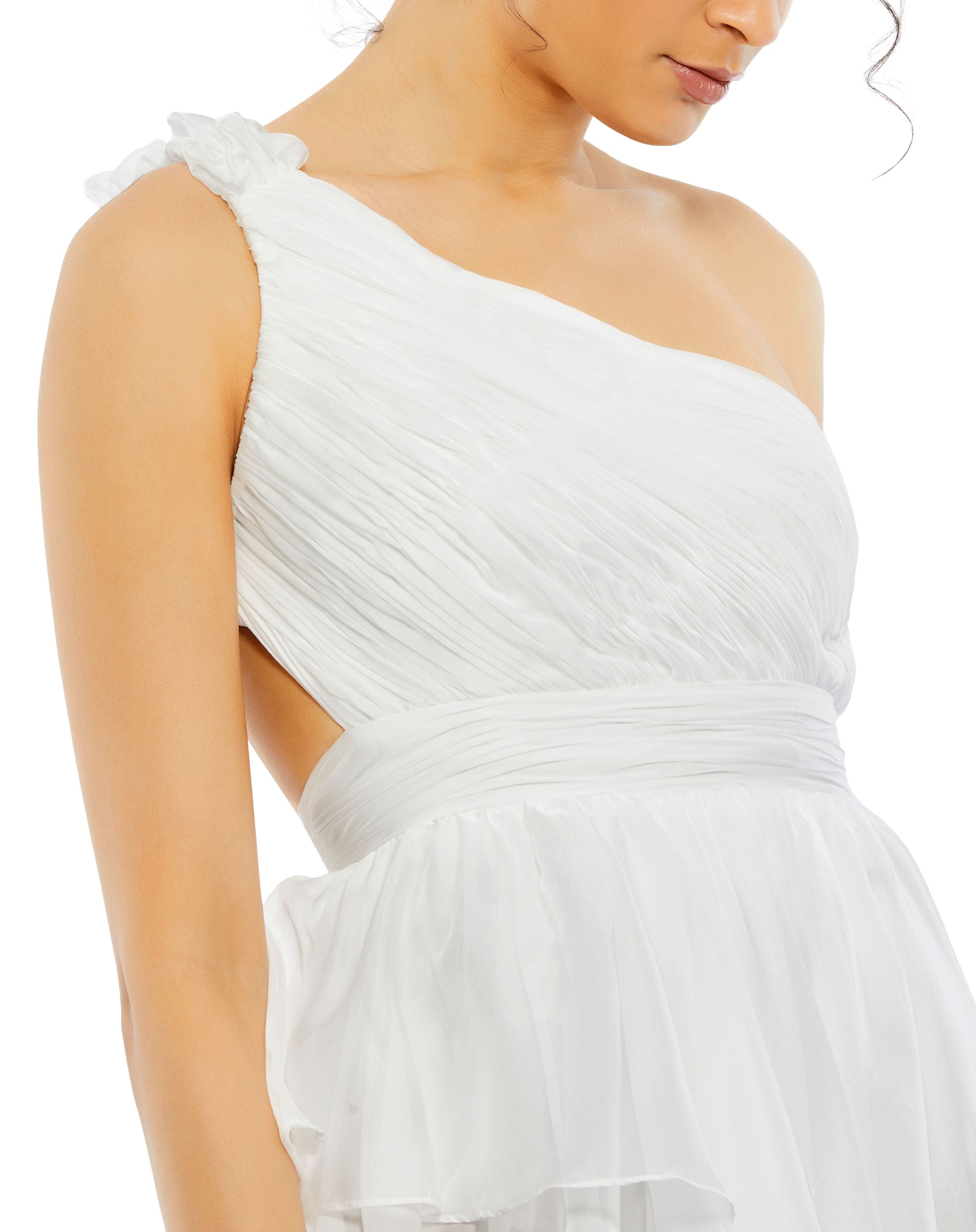 One Shoulder Ruffled High Low Gown | Sample | Sz. 2