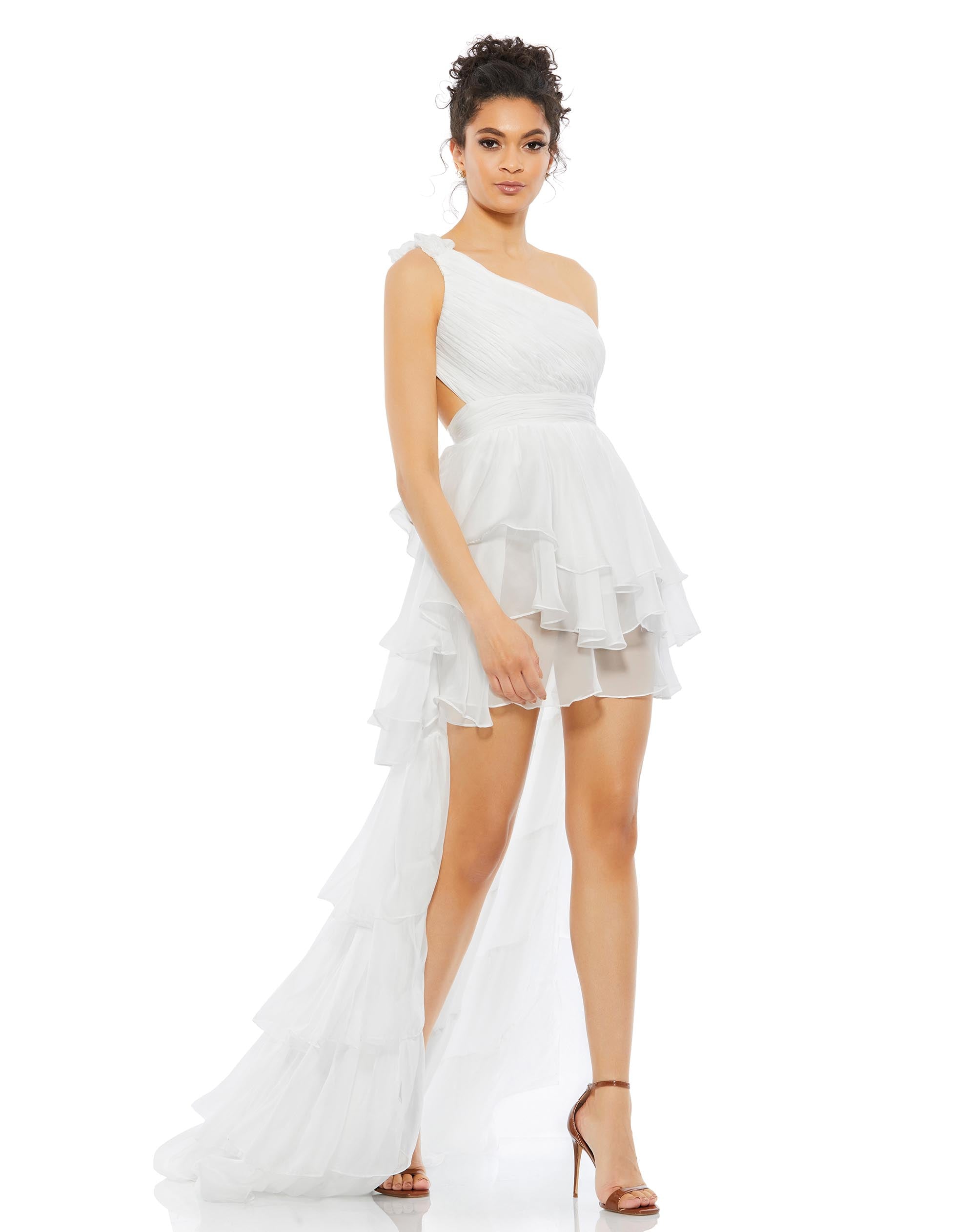 One Shoulder Ruffled High Low Gown | Sample | Sz. 2
