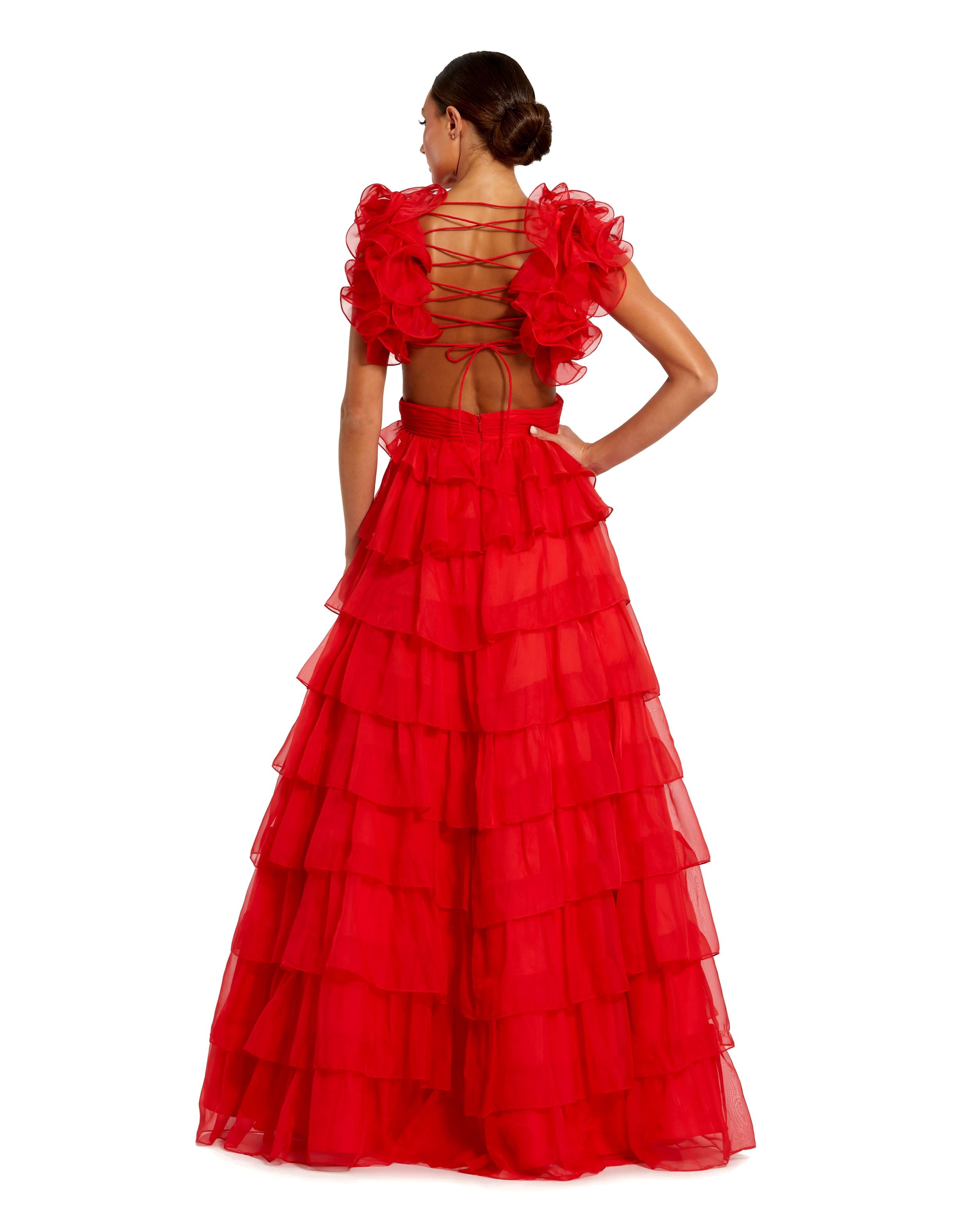 Ruffled Ballgown Lace Up Back