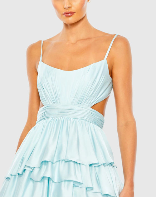 Ruffle Tiered Cut Out Sleeveless Ballgown