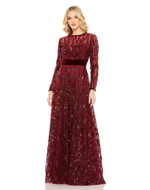 Sequined Long Sleeve High Neck Gown | Sample | Sz. 2