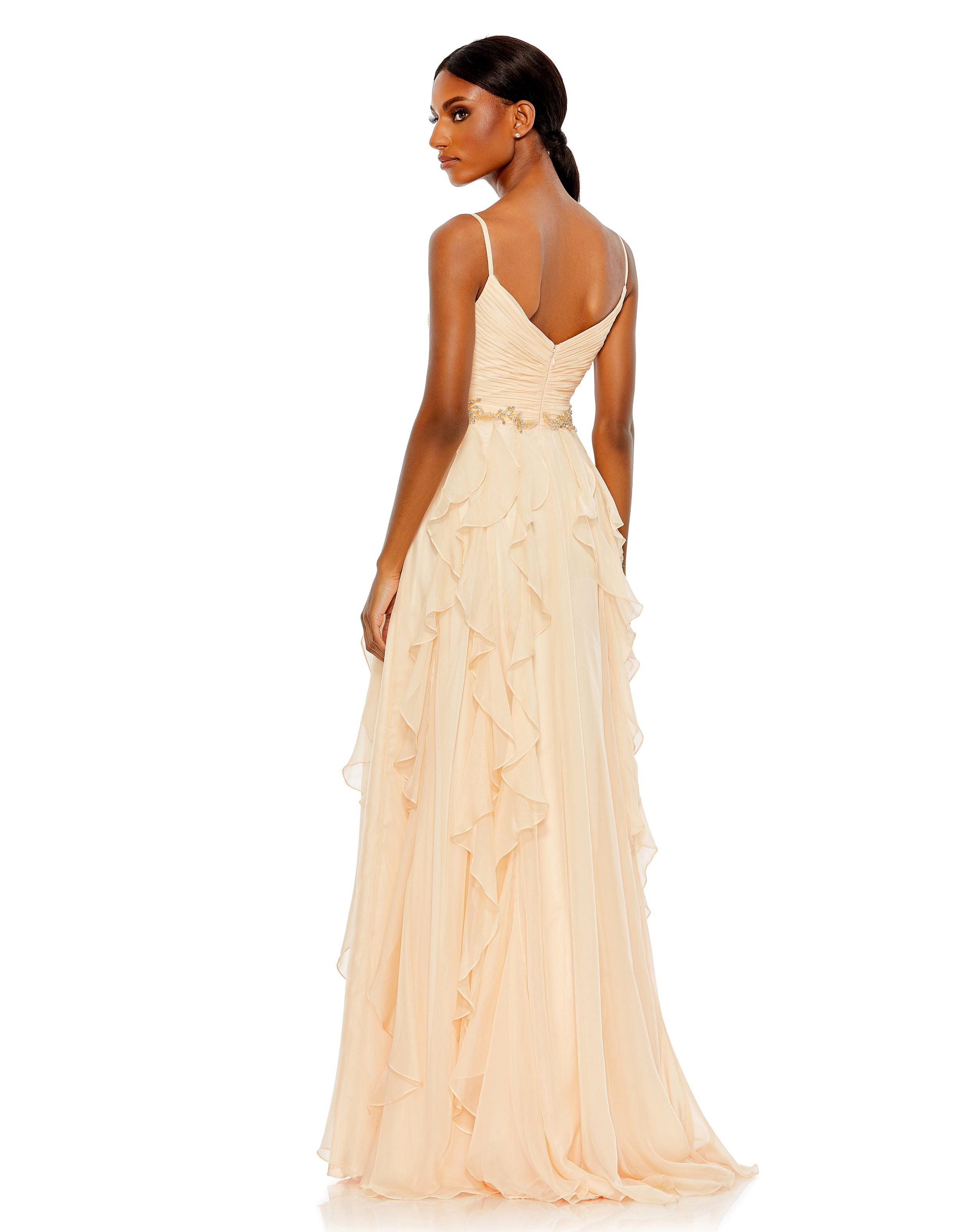 Embellished Ruffled Sleeveless Gown | Sample | Sz. 2