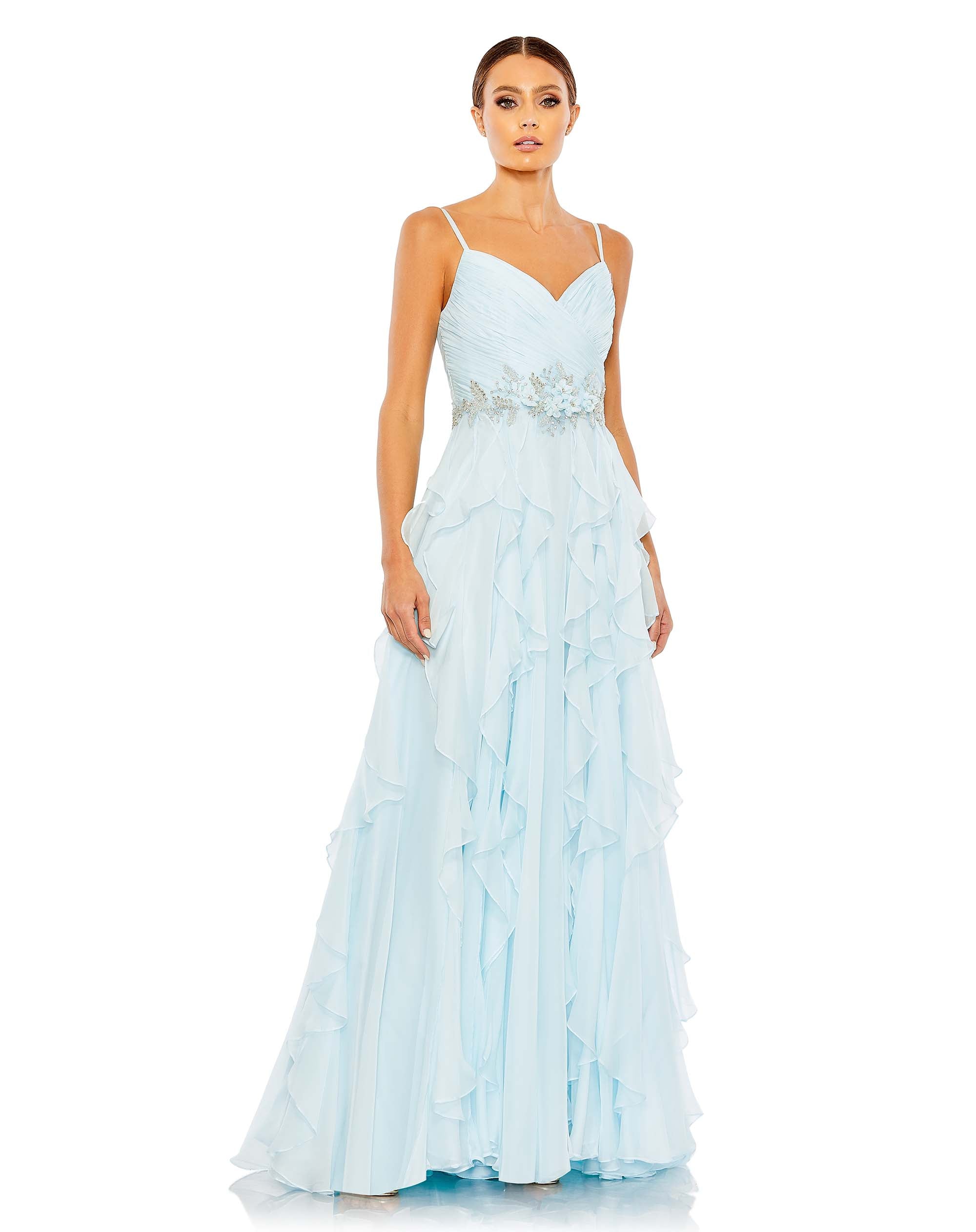 Embellished Ruffled Sleeveless Gown | Sample | Sz. 2
