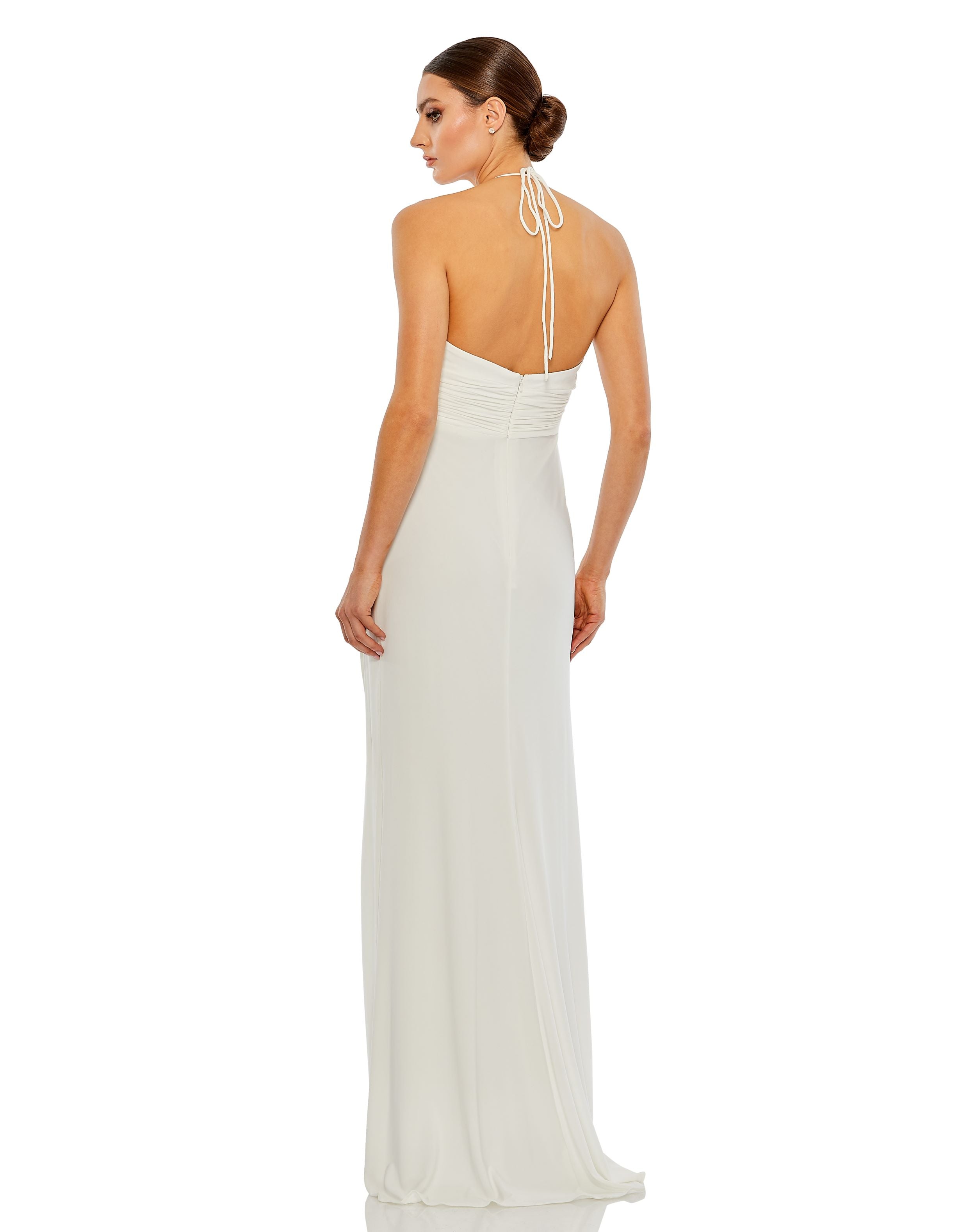 Jersey Halter Strap Ring Cut Out Draped Gown | Sample | Sz. 2 - FINAL SALE