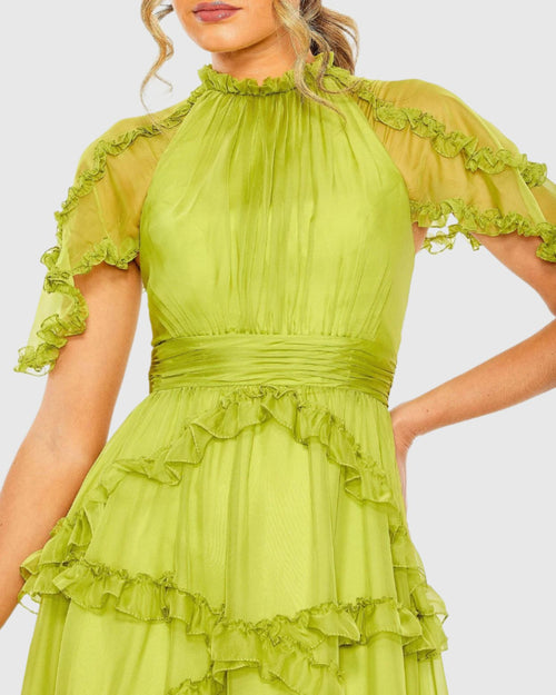 Chiffonkleid mit Flatterärmeln