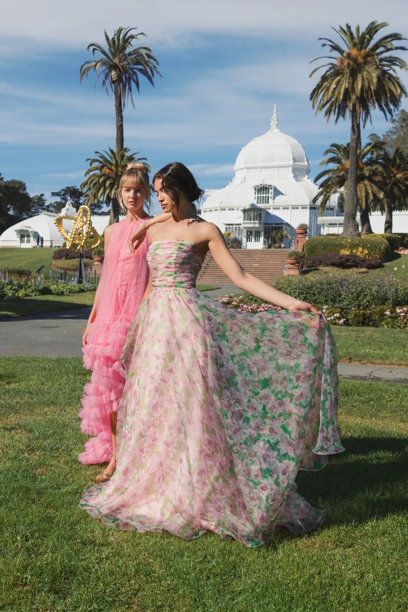 Pink Strapless Floral Chiffon Gown with Ruched Detail | Mac Duggal Pink Strapless Floral Chiffon Gown with Ruched Detail | Mac Duggal