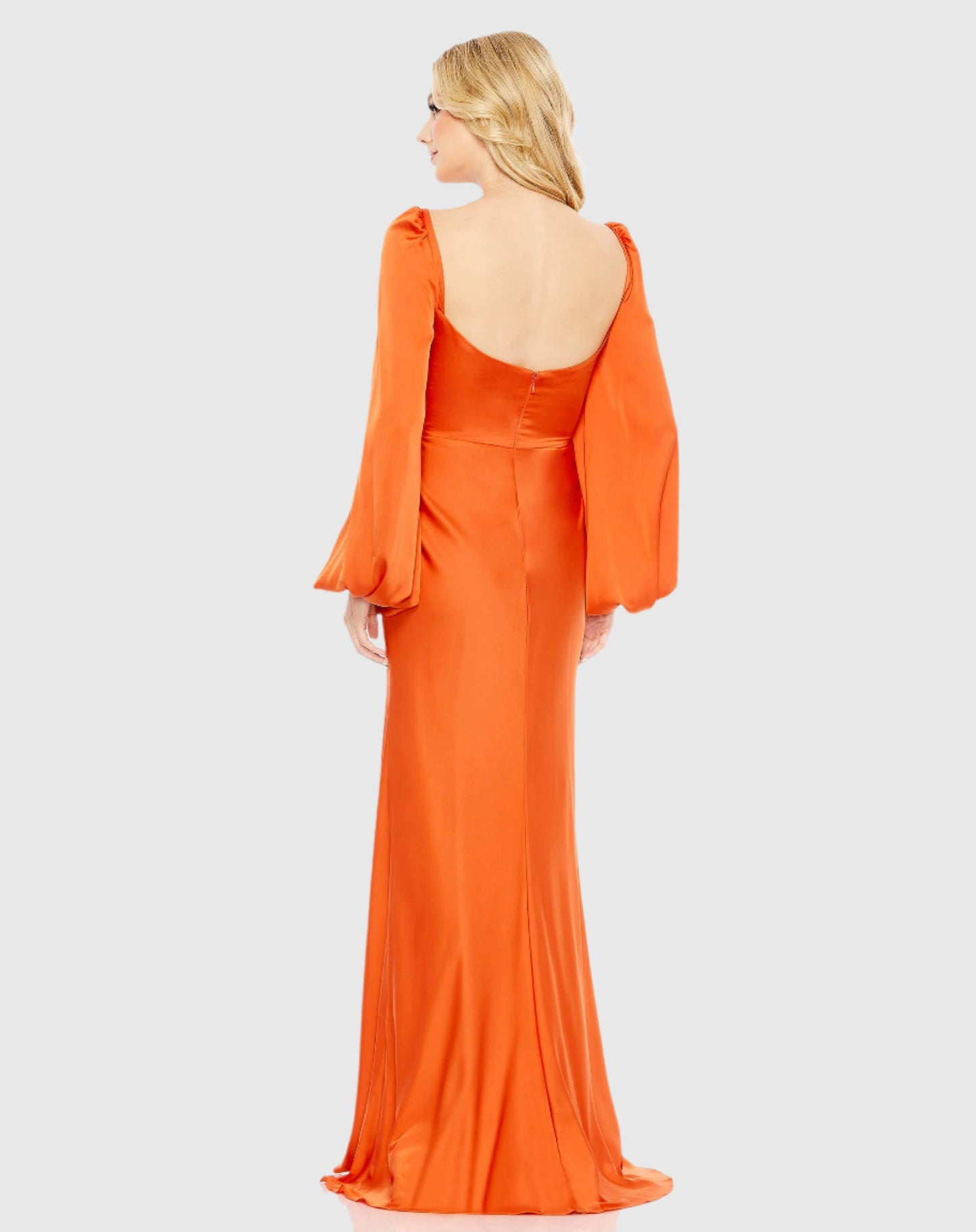 Charmeuse Wrap Over Bishop Sleeve Gown