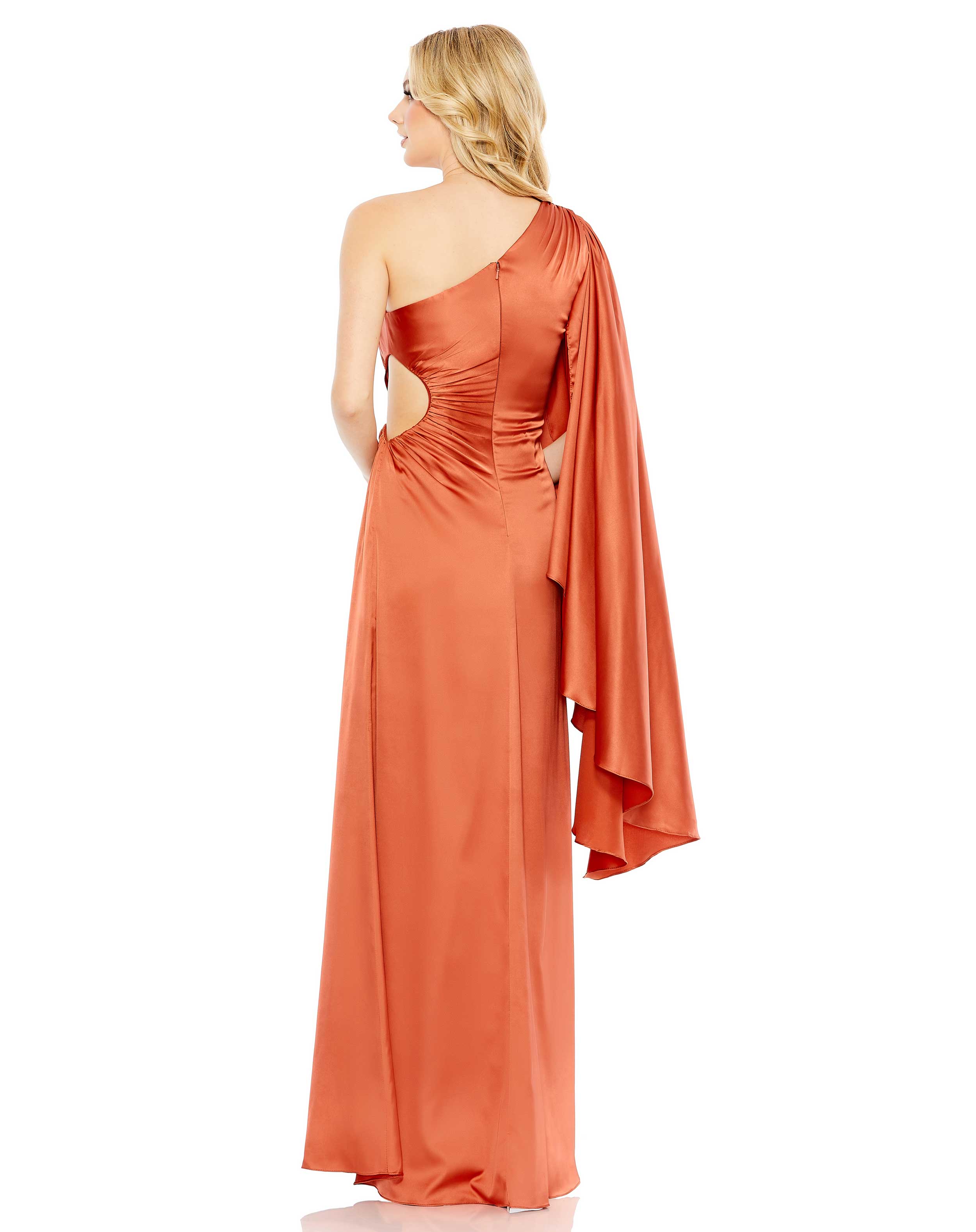 One Shoulder Bell Sleeve Draped Gown - FINAL SALE