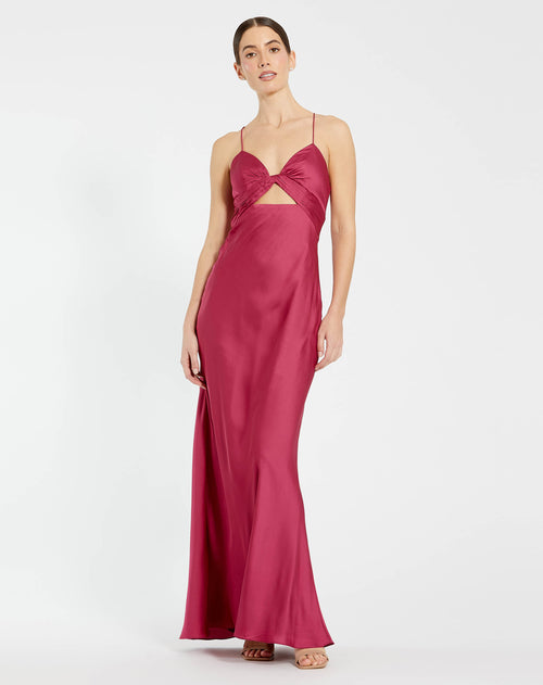 Charmeuse Front Twist Keyhole Sleeveless Gown | Sample | Sz. 2