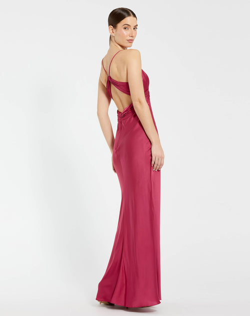 Charmeuse Front Twist Keyhole Sleeveless Gown | Sample | Sz. 2