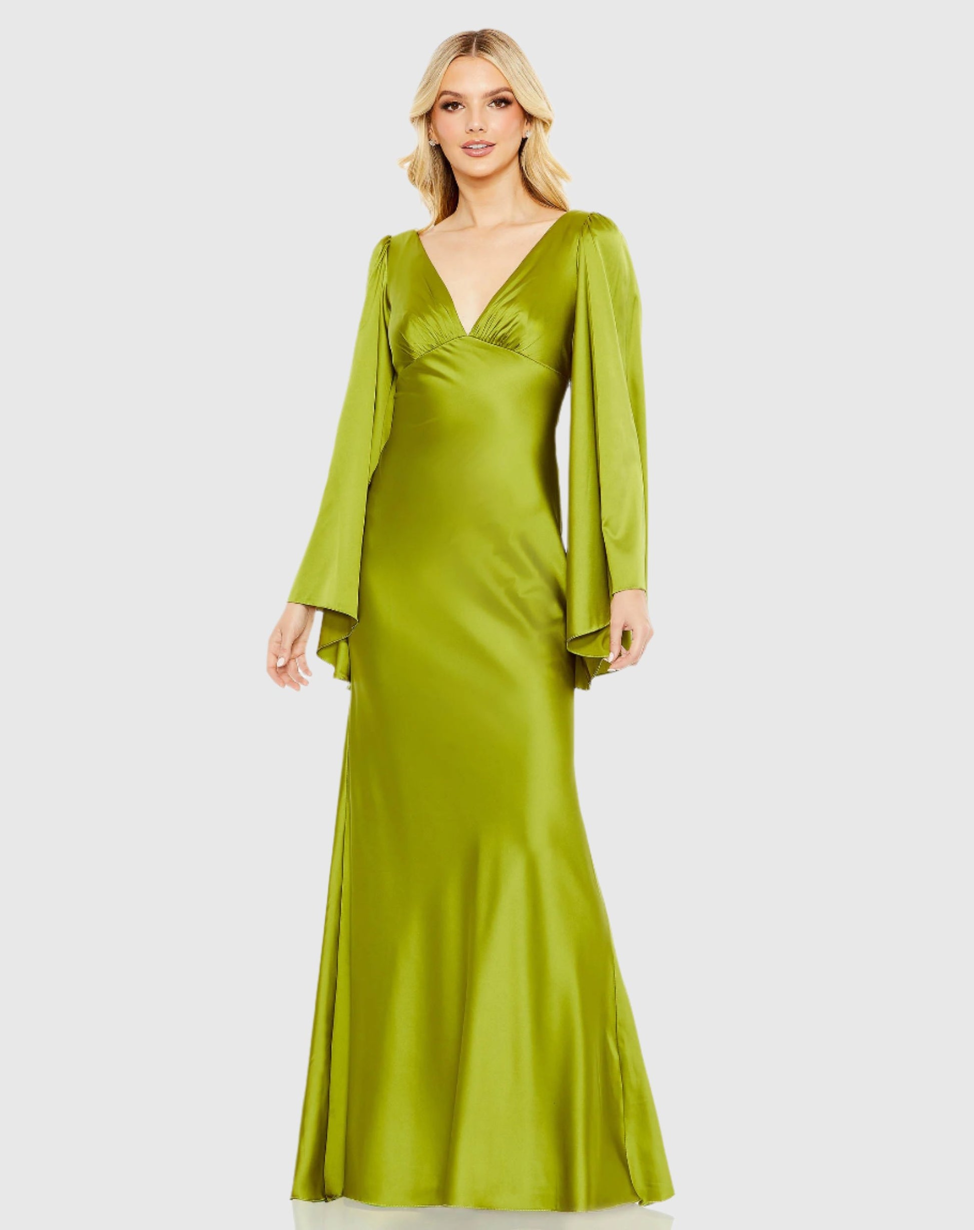 Charmeuse Bell Sleeve Empire Waist Gown