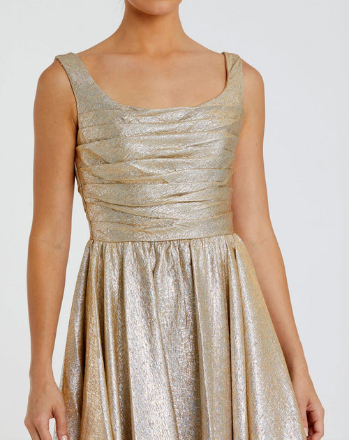 Metallic Pleated Bodice Ballgown