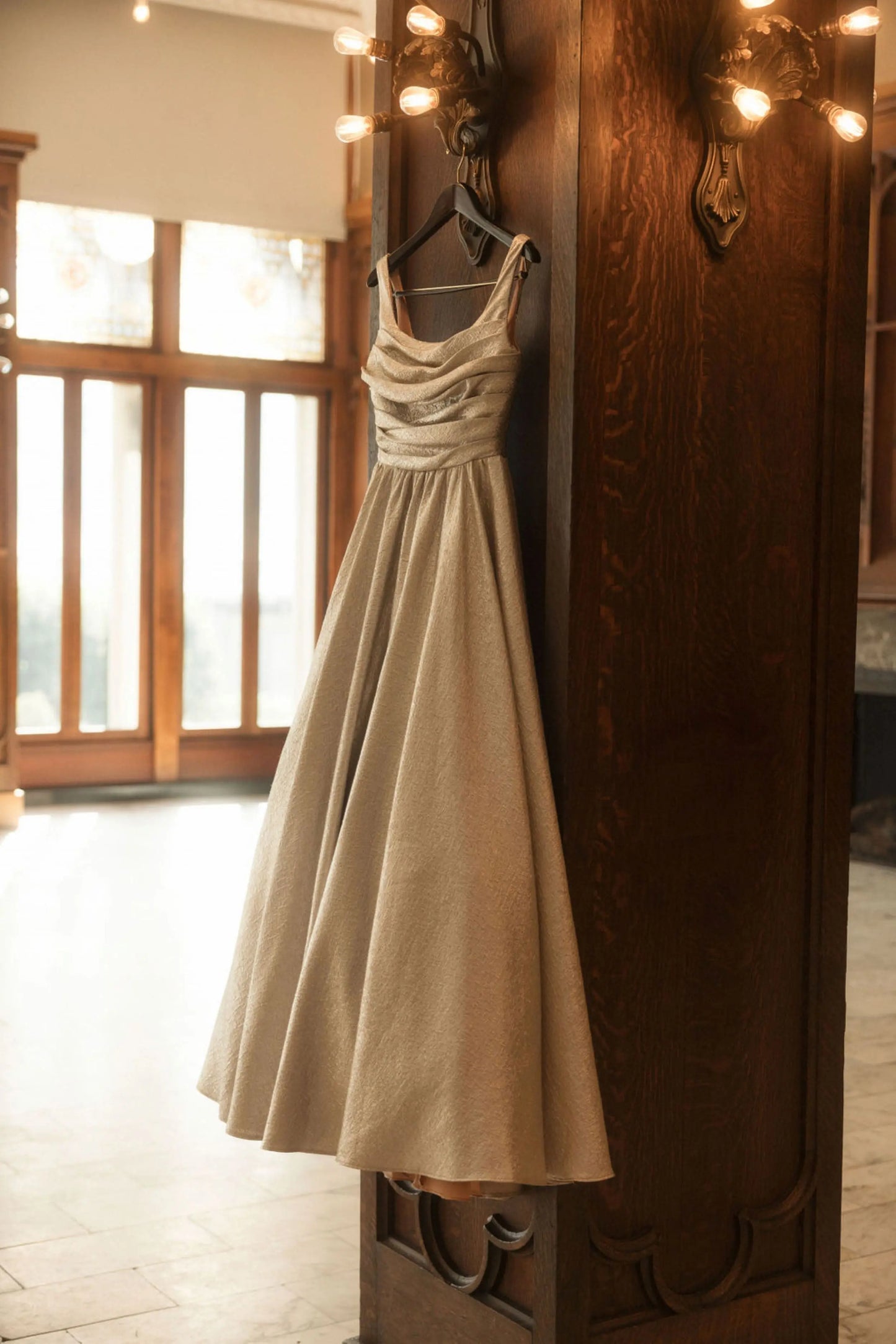 Gold Metallic Pleated Bodice Ballgown - Mac Duggal