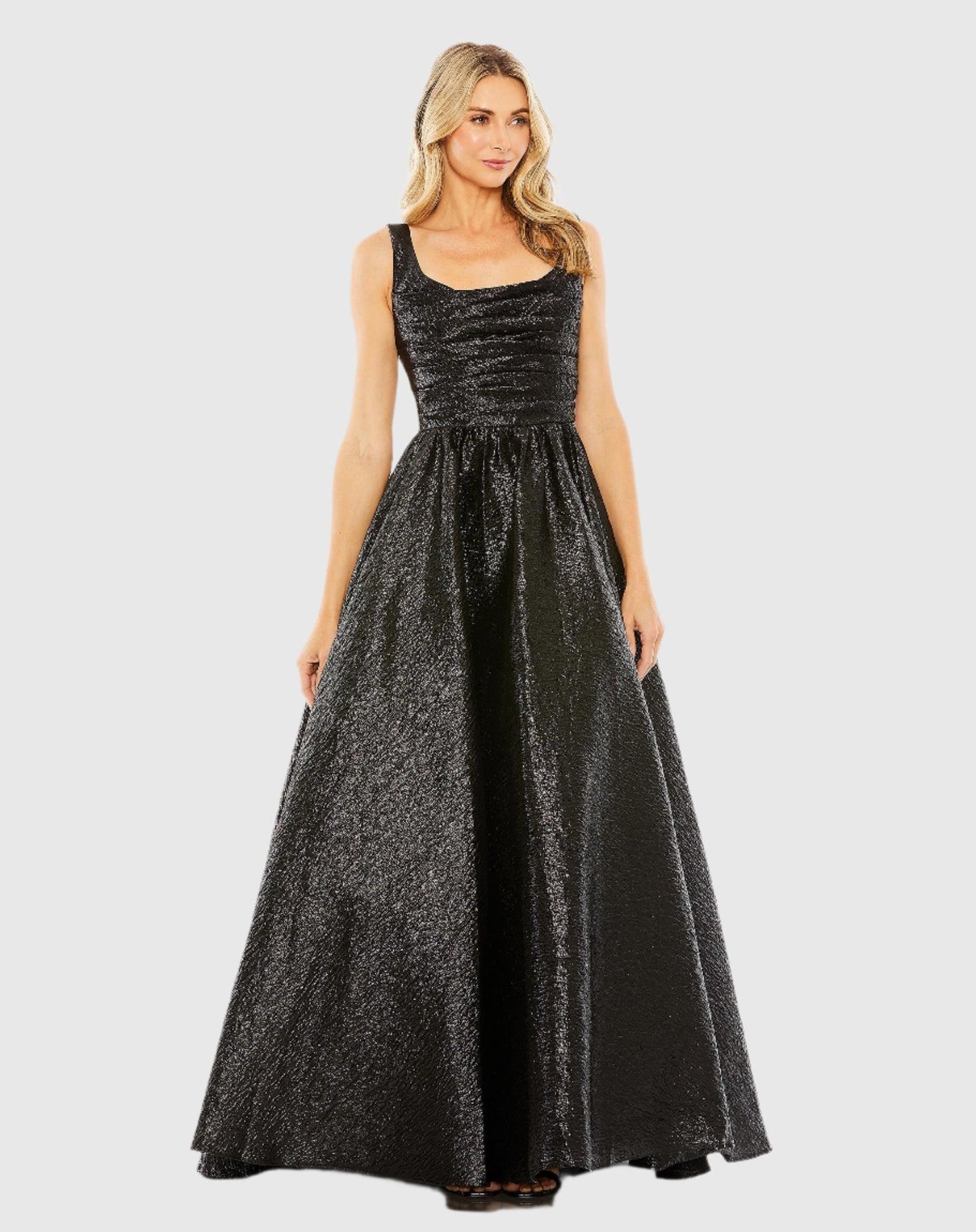 Metallic Pleated Bodice Ballgown