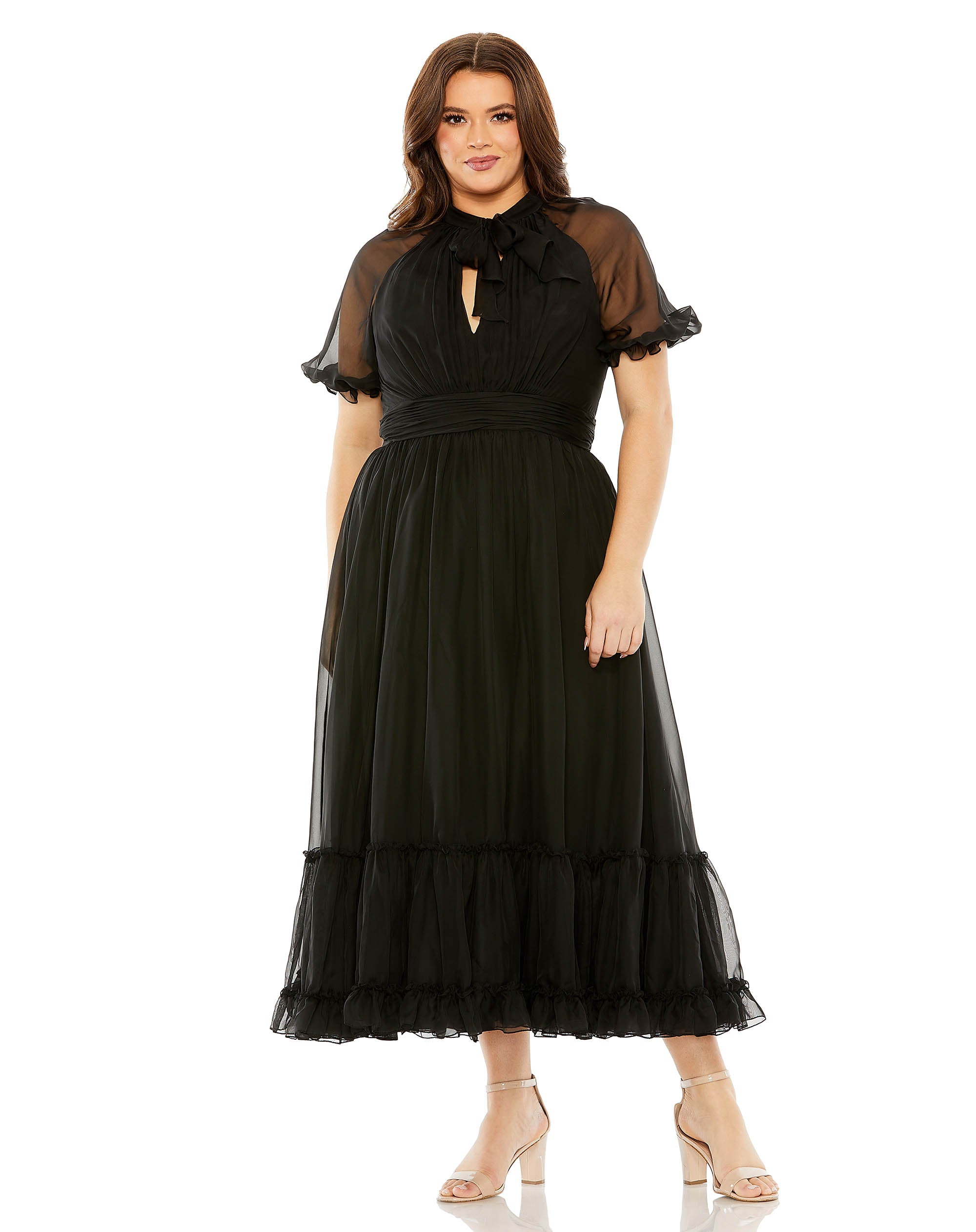 Sheer Puff Sleeve Gown