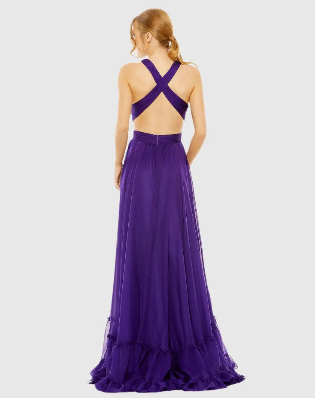 Mac Duggal Cutout Keyhole Tiered Gown, 2 / Purple Mac Duggal Cutout Keyhole Tiered Gown, 2 / Purple