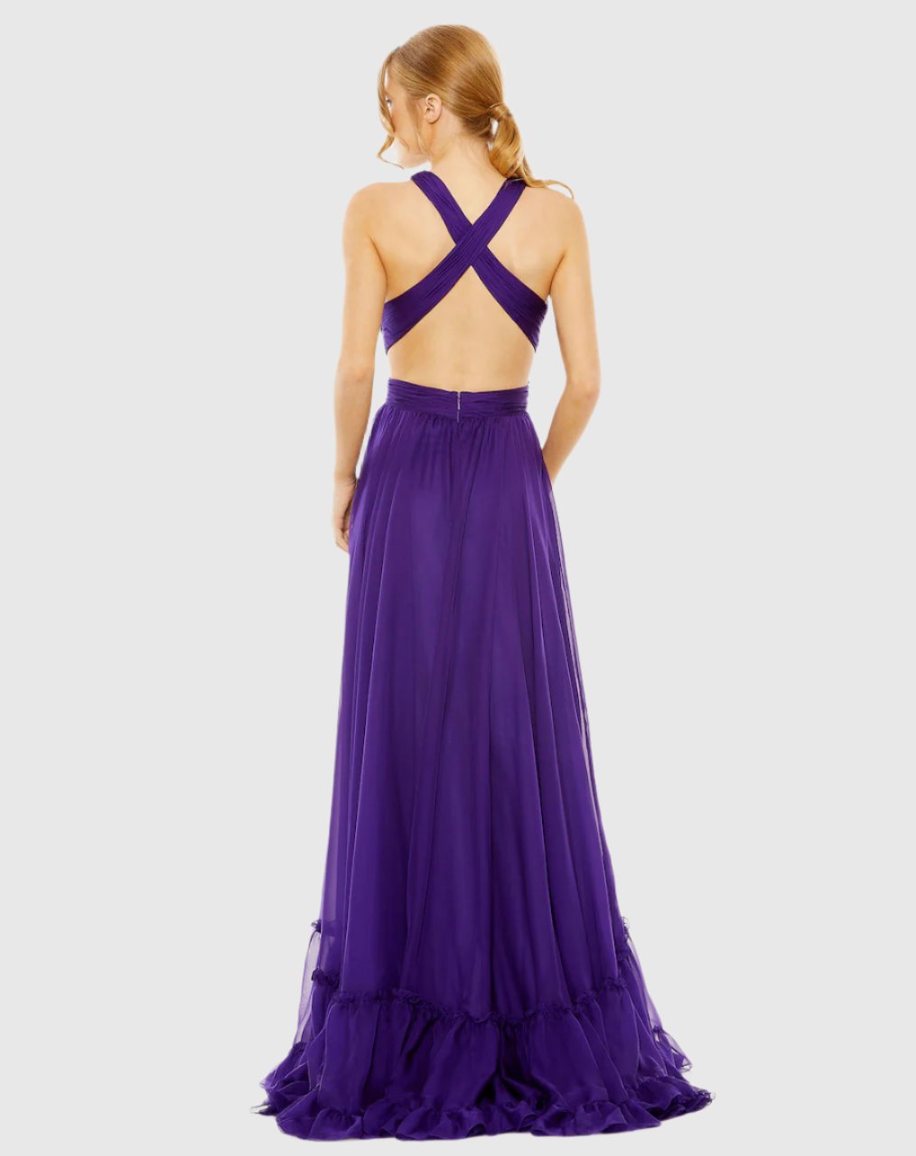 Halter Cutout Keyhole Tiered Gown