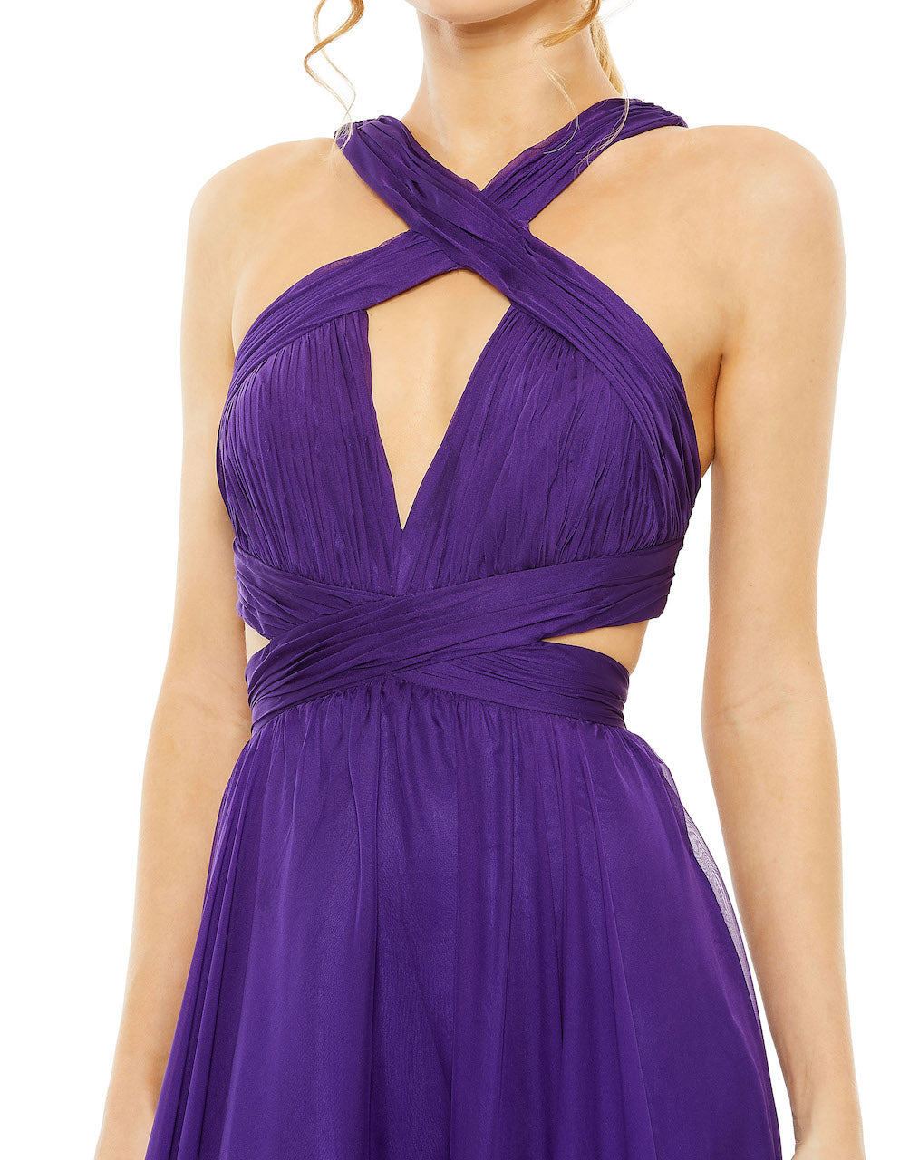 Halter cutout keyhole tiered gown