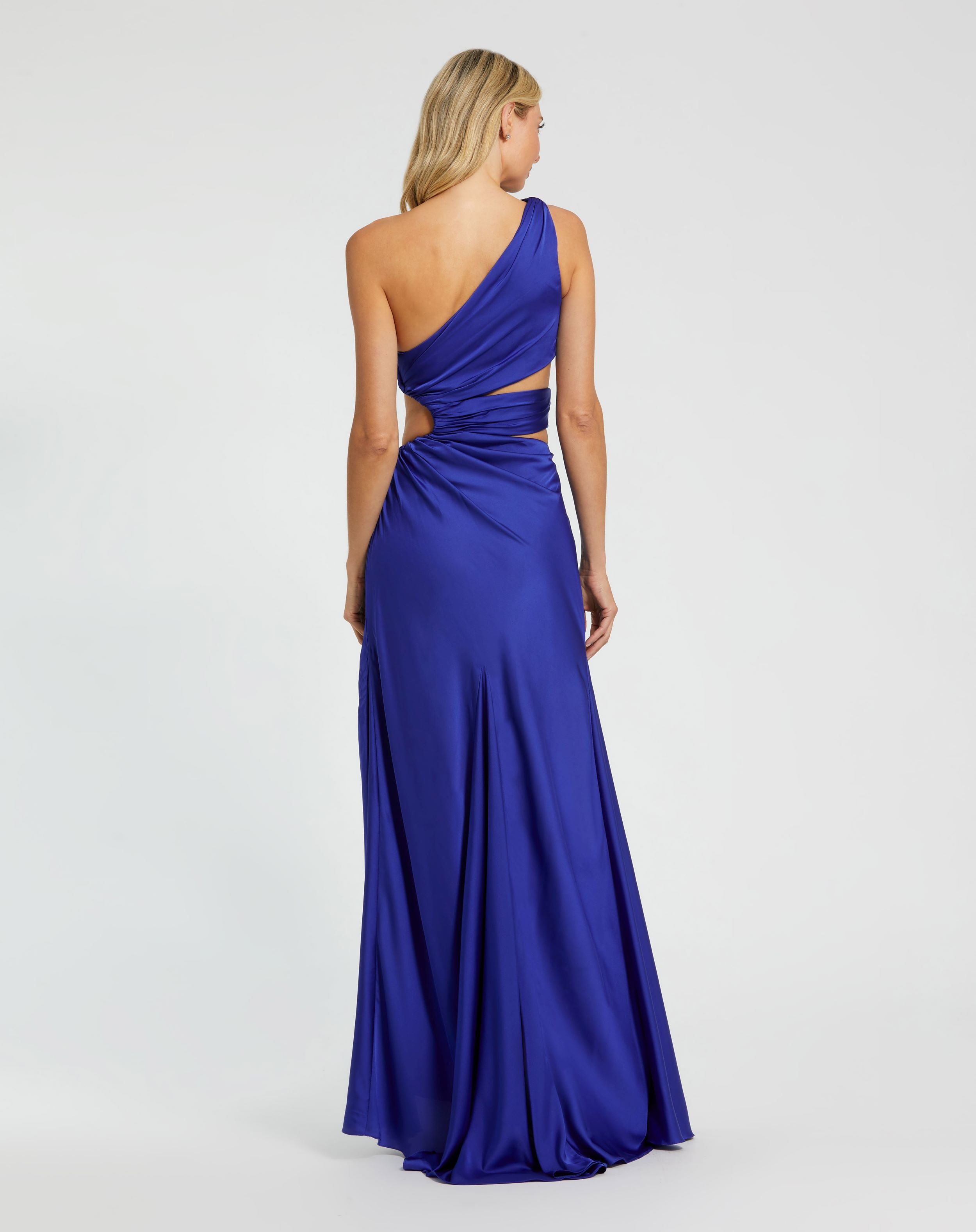 Cut Out One Shoulder Satin Gown