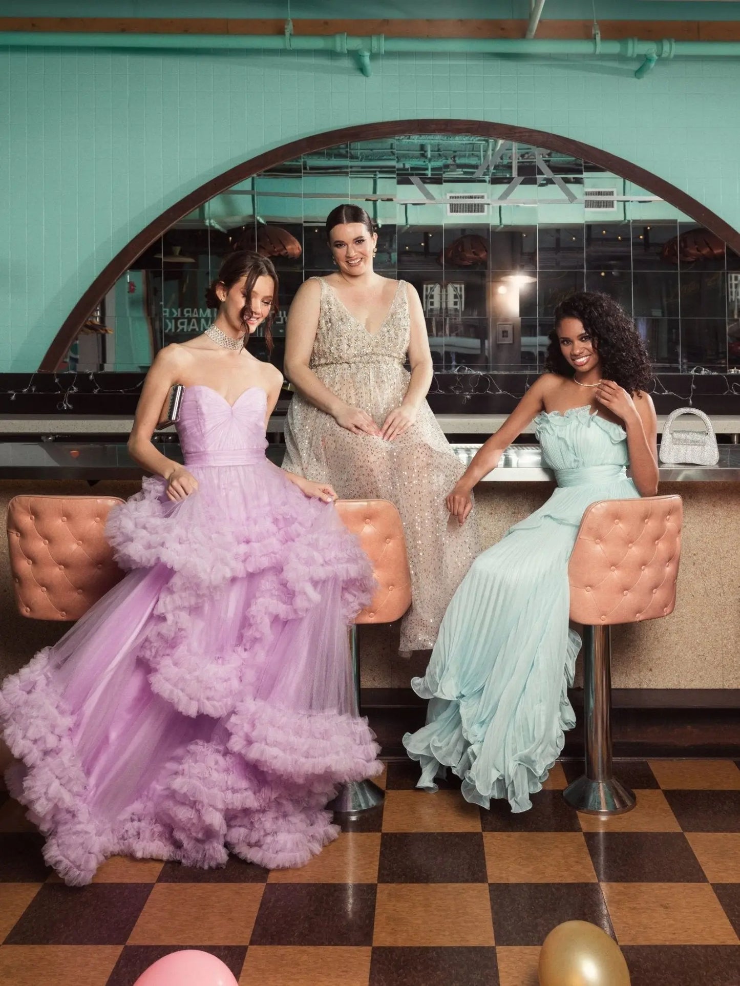 Purple Strapless Ruffle Tulle Tiered Gown - Mac Duggal