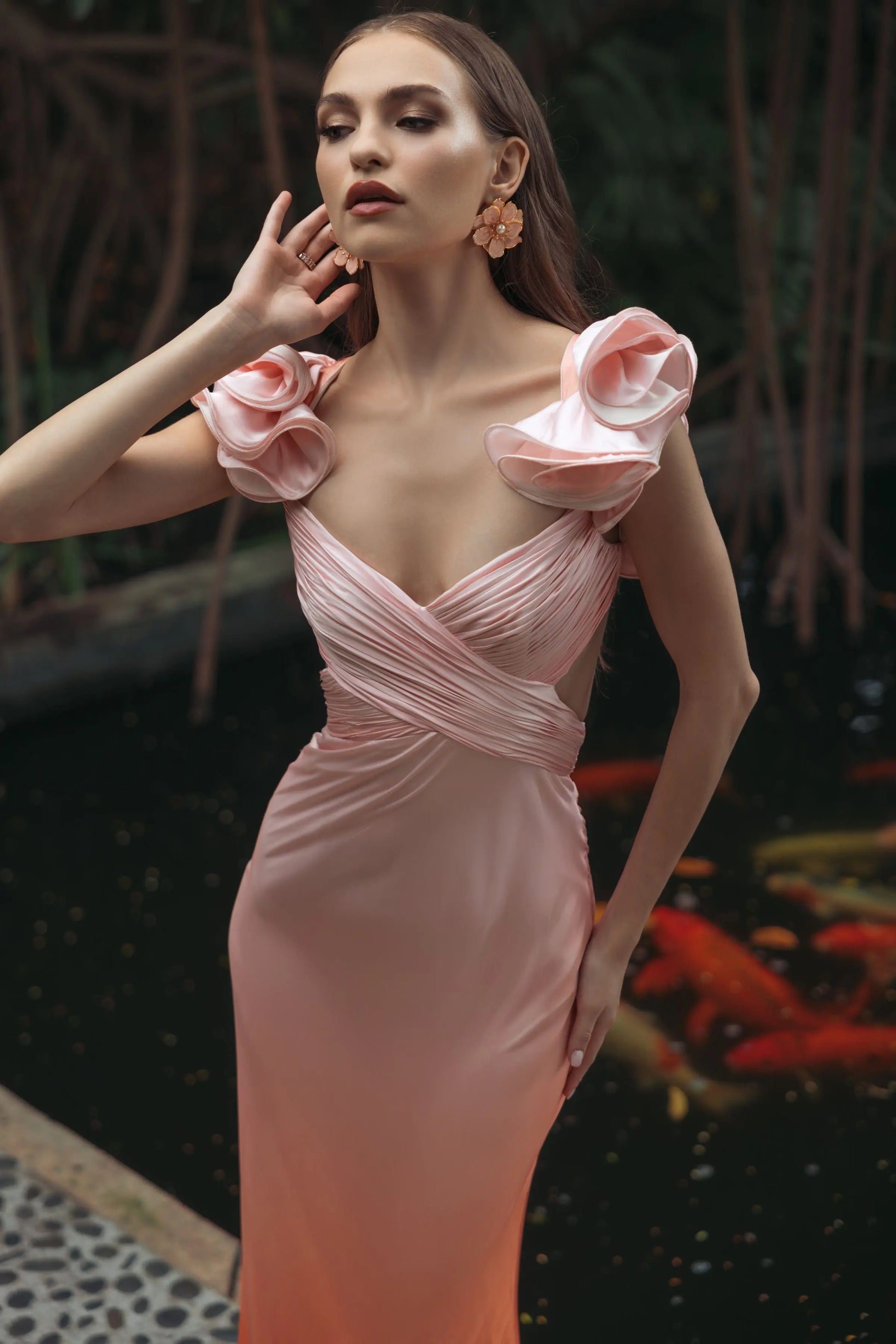 pink and orange ombre dress Luxe Ombre Midi Dress Orange