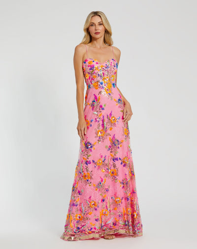 Floral Sequin Lace Gown with Sweetheart Neckline – Mac Duggal