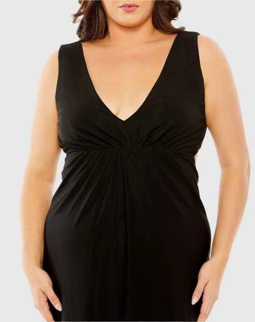 Jersey V-Neck Cutout Gown