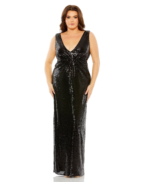 Robe de soirée découpée dans le dos à encolure en V et sequins | Échantillon | Taille. 12W