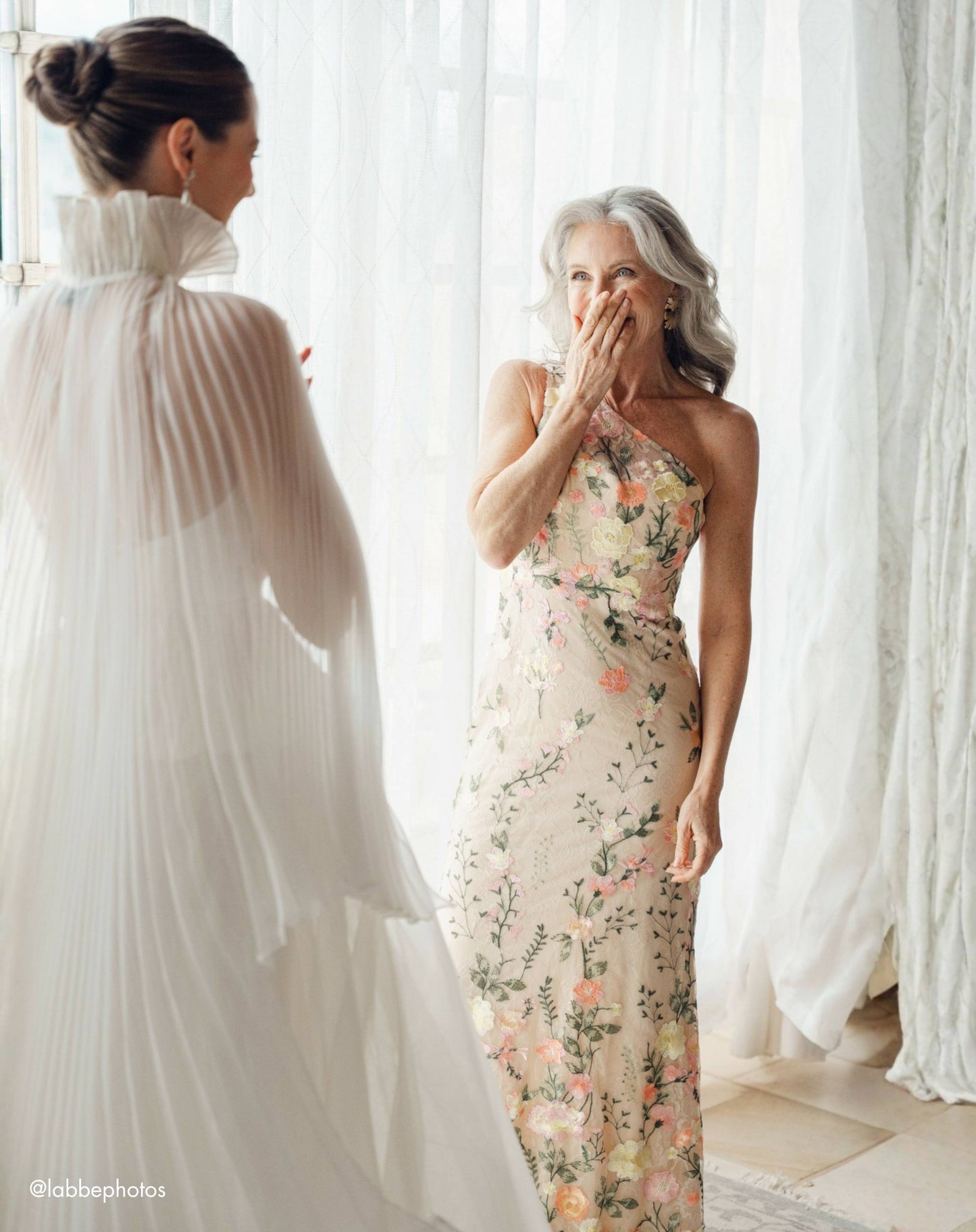 Beige One Shoulder Floral Embroidered Mother of the Bride Gown - Mac Duggal