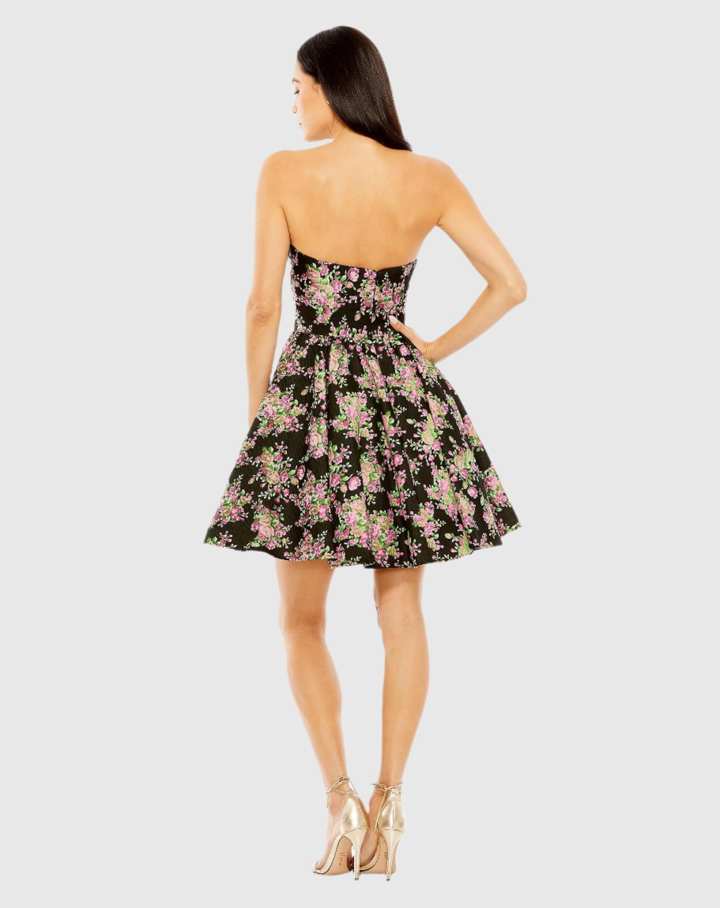 Strapless Brocade Mini Dress