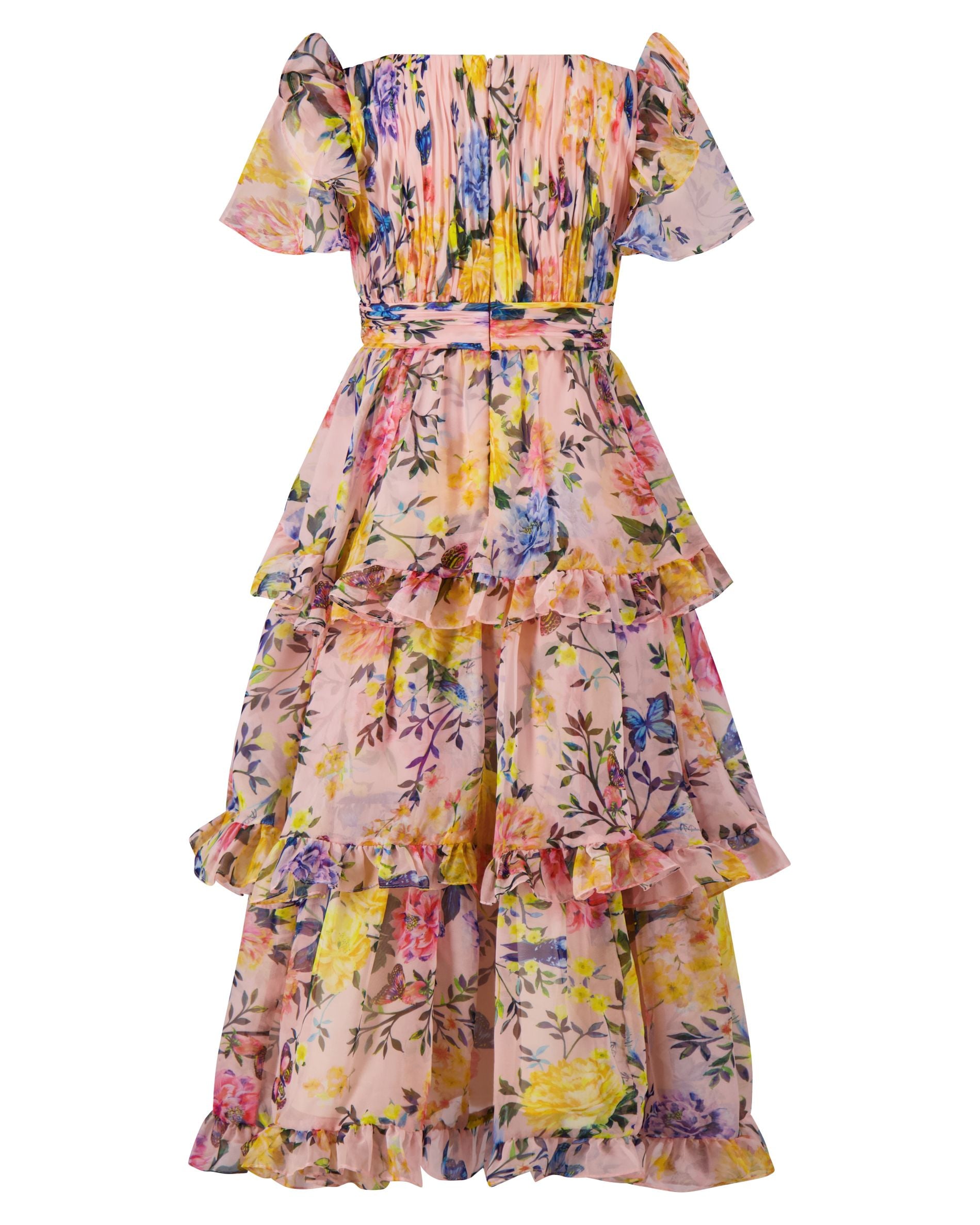 chiffon tiered ruffle dress Girls Pink Multicolor Floral Floral dress Size:4-6Y Upper Material_Suede Baltic Born Womens Lolli this dress offers a