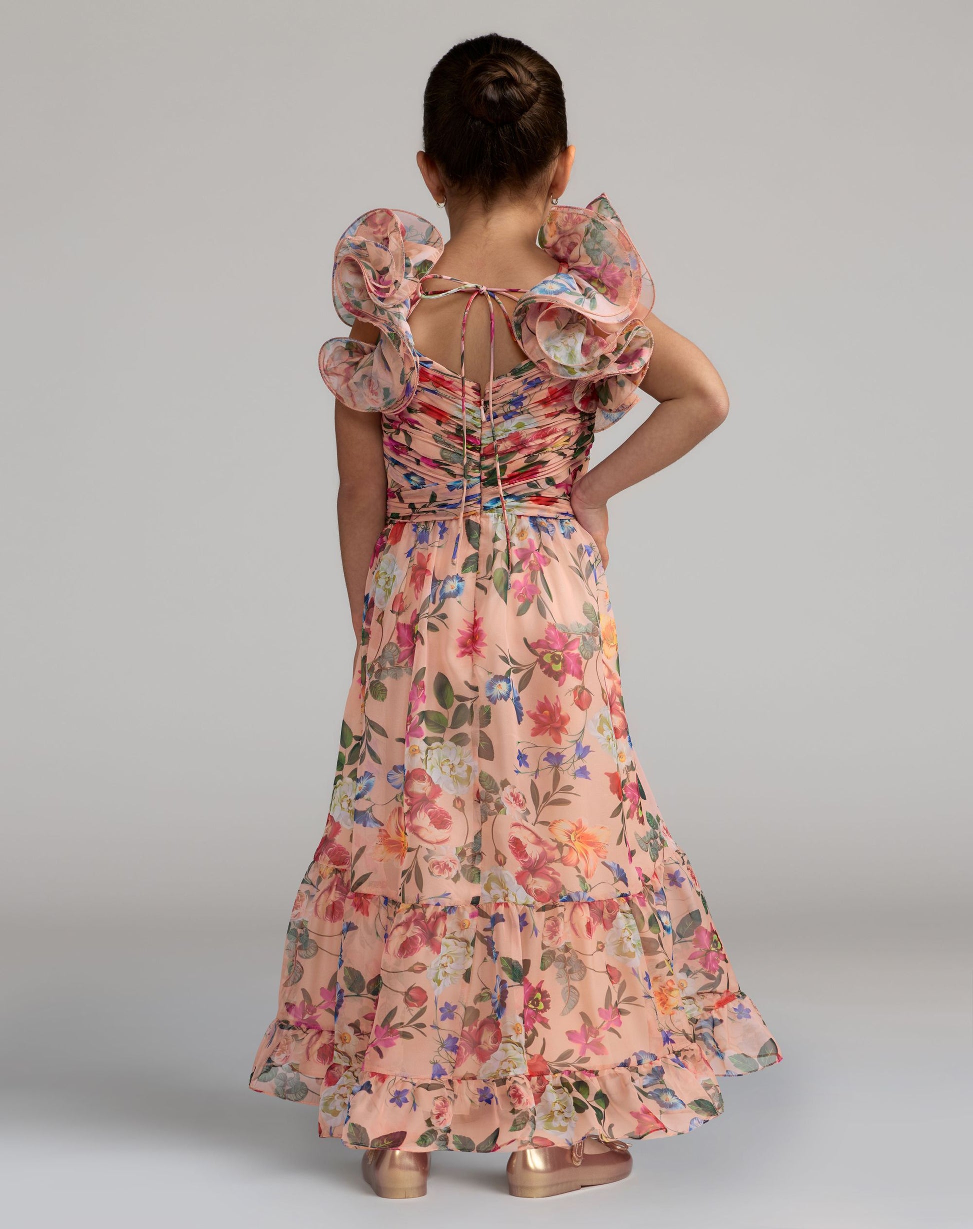 ladies pink floral dress Provence Bloom Tiered Midi Dress Floral Pink